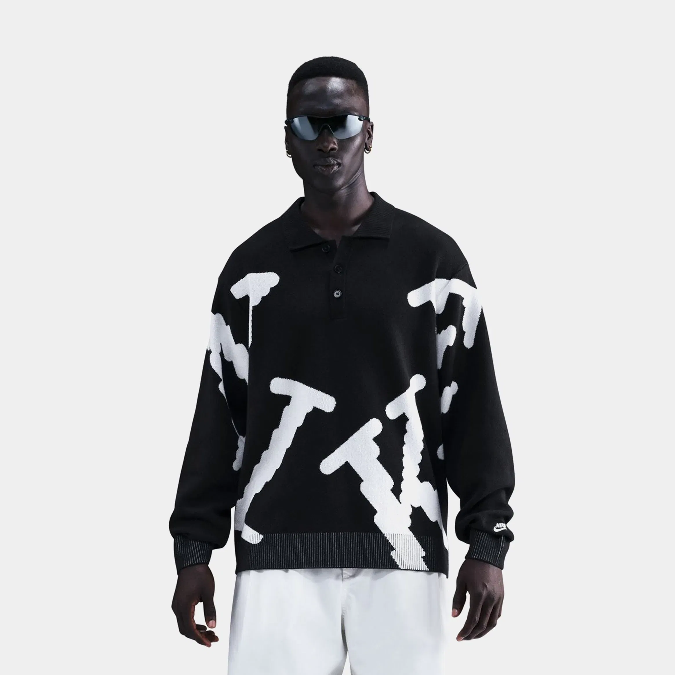 Nike NSW Club Rugby Top Mens Long Sleeve Shirt (Black/White/White)