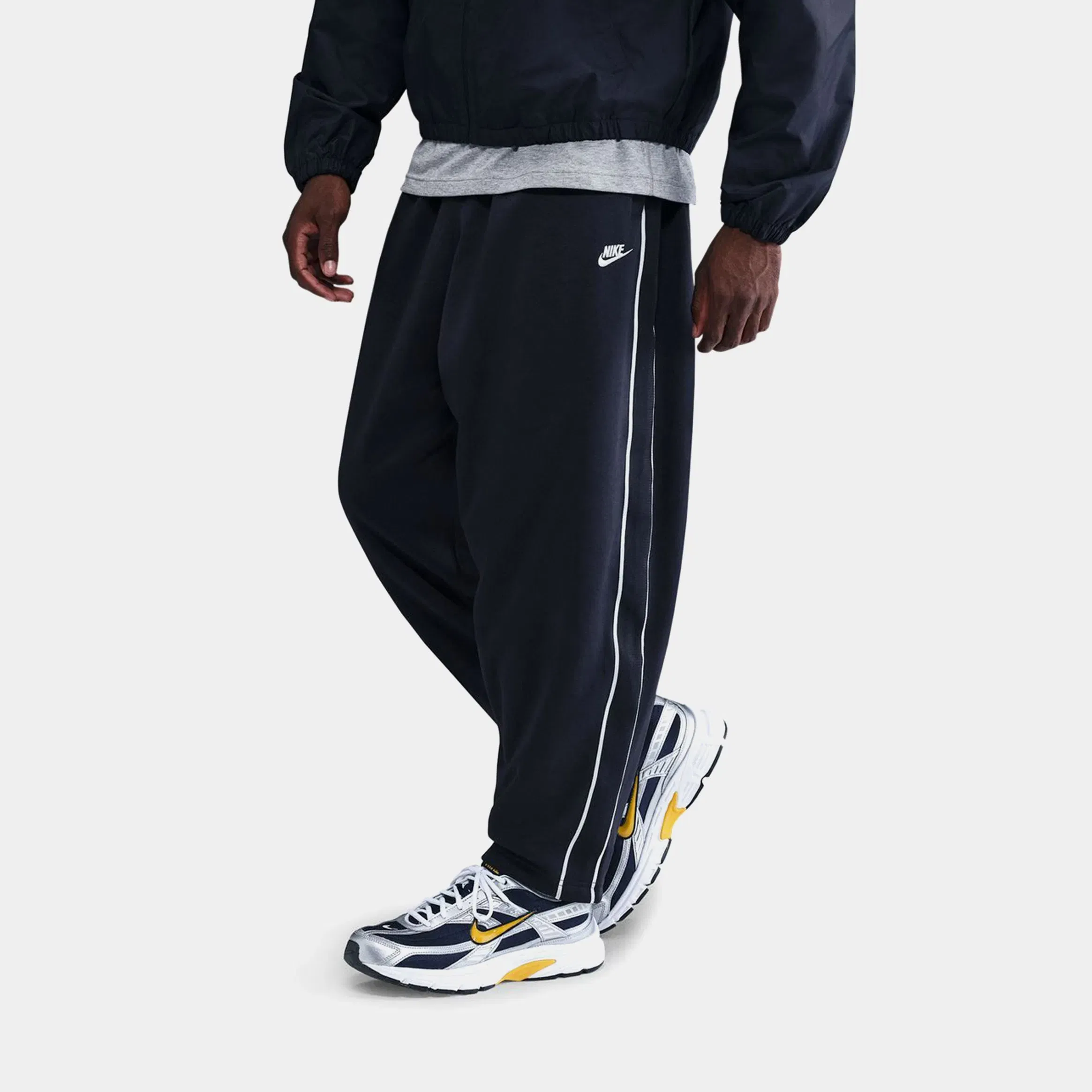 Nike NSW Club Oversized Knit Track Mens Pants (Obsidian/White/White)