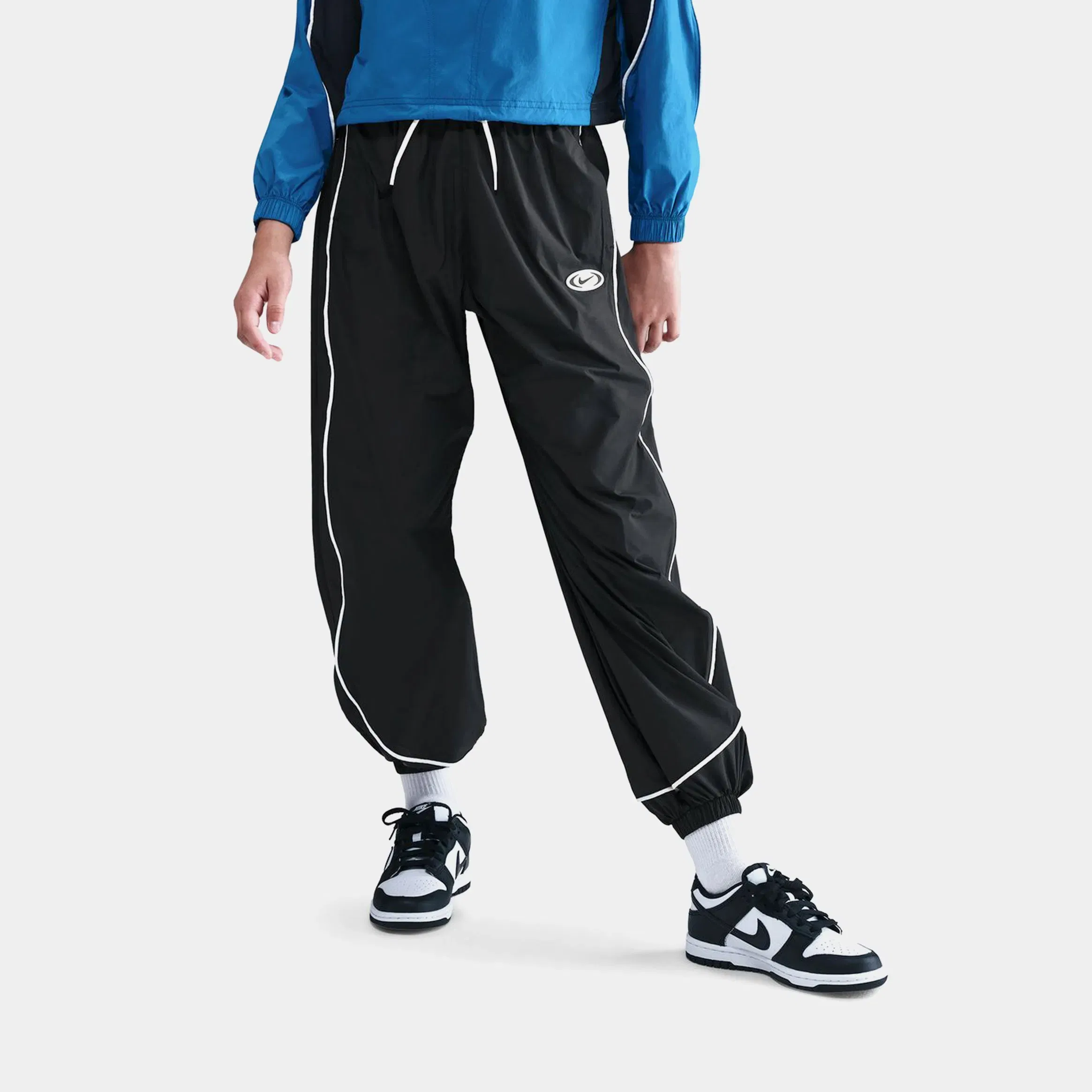 Nike NSW Woven Track Grade School Pants (Black/Black/White)