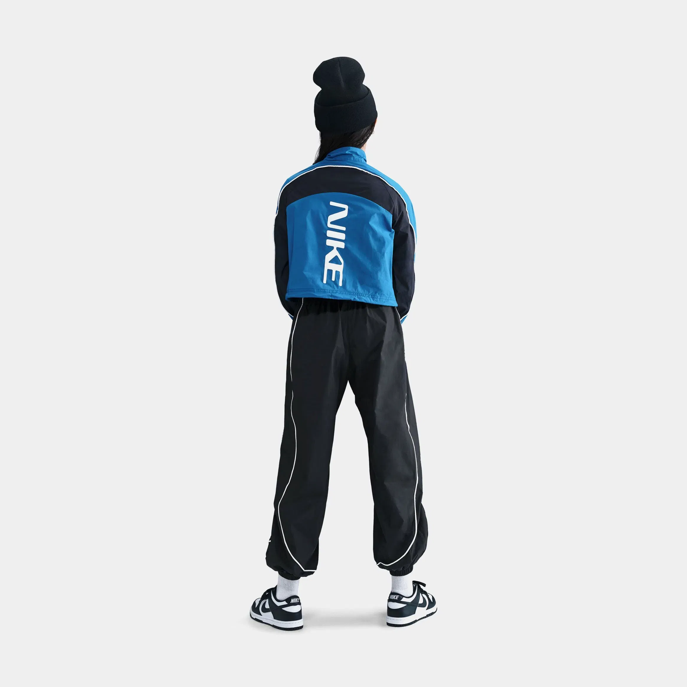 Nike NSW Woven Track Grade School Pants (Black/Black/White)
