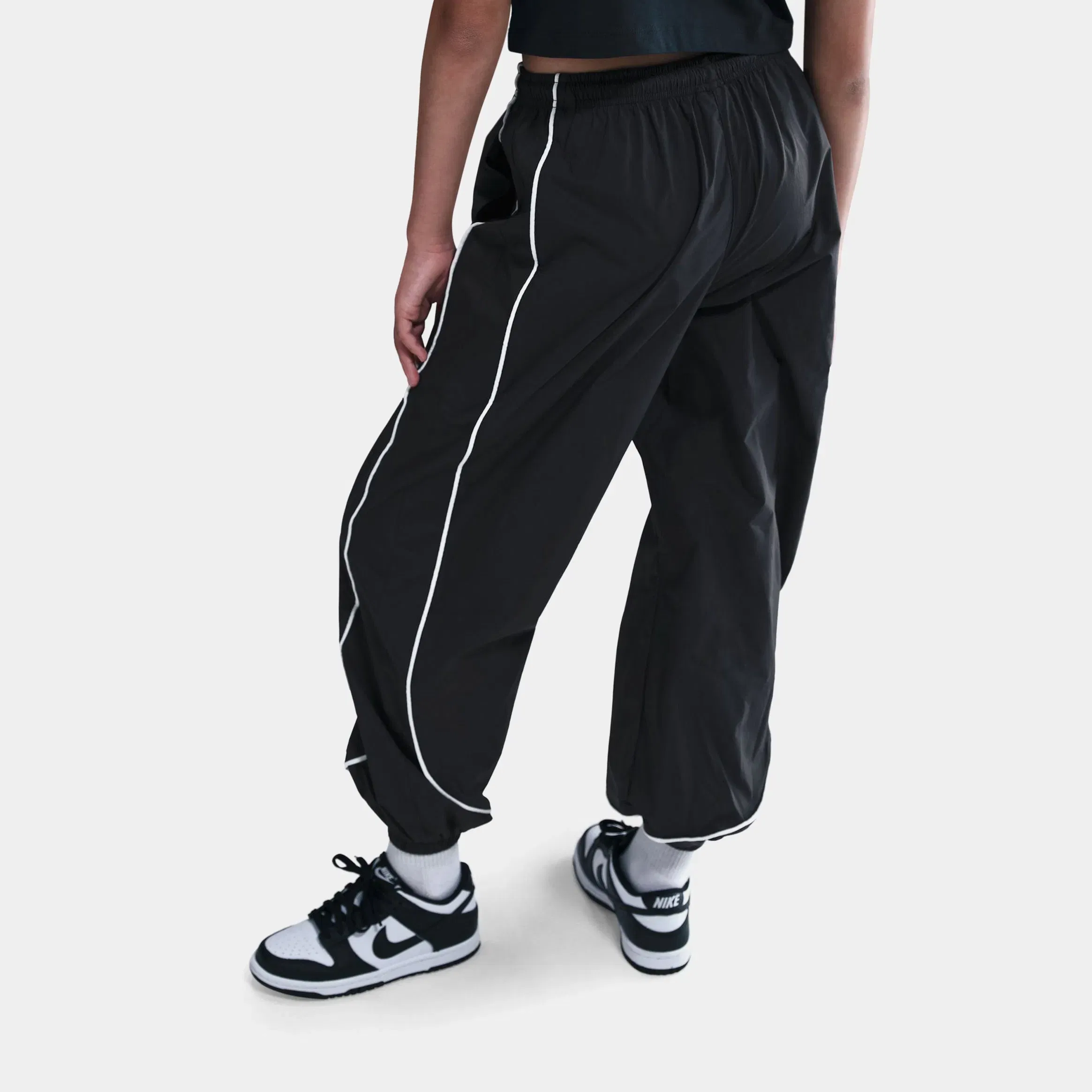 Nike NSW Woven Track Grade School Pants (Black/Black/White)