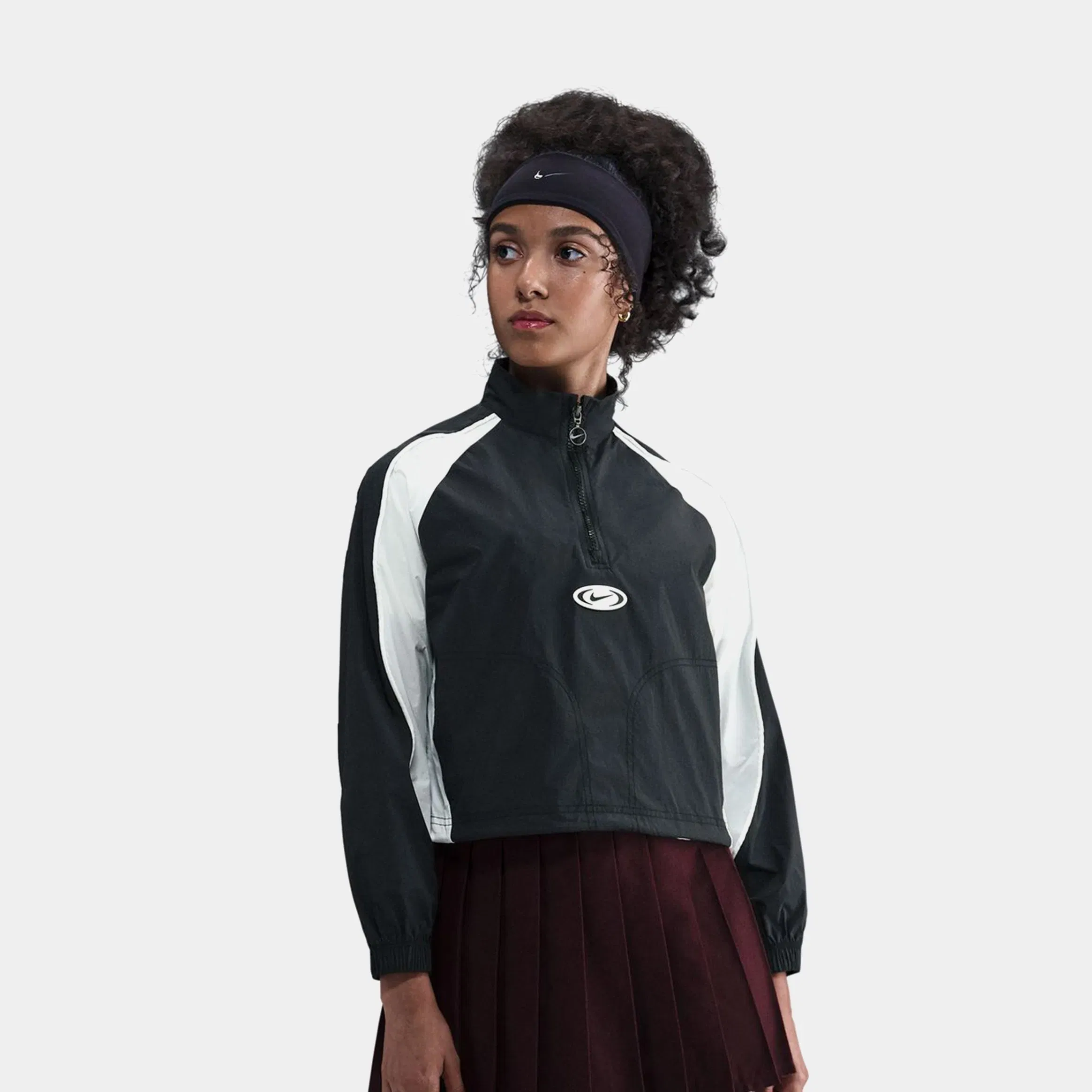 Nike NSW 1/4 Zip Tracksuit Grade School Jacket (Black/White/White/White)