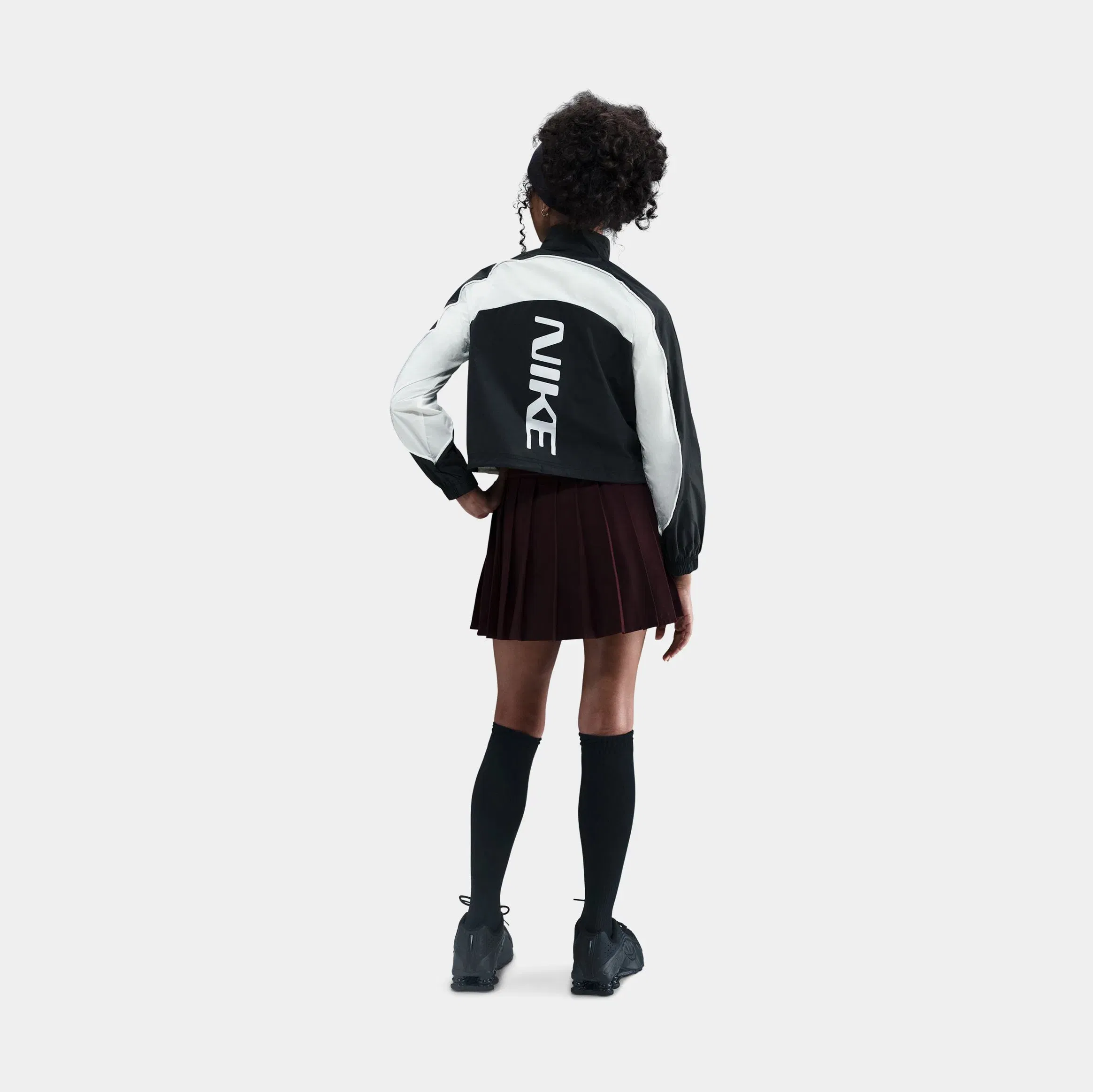 Nike NSW 1/4 Zip Tracksuit Grade School Jacket (Black/White/White/White)