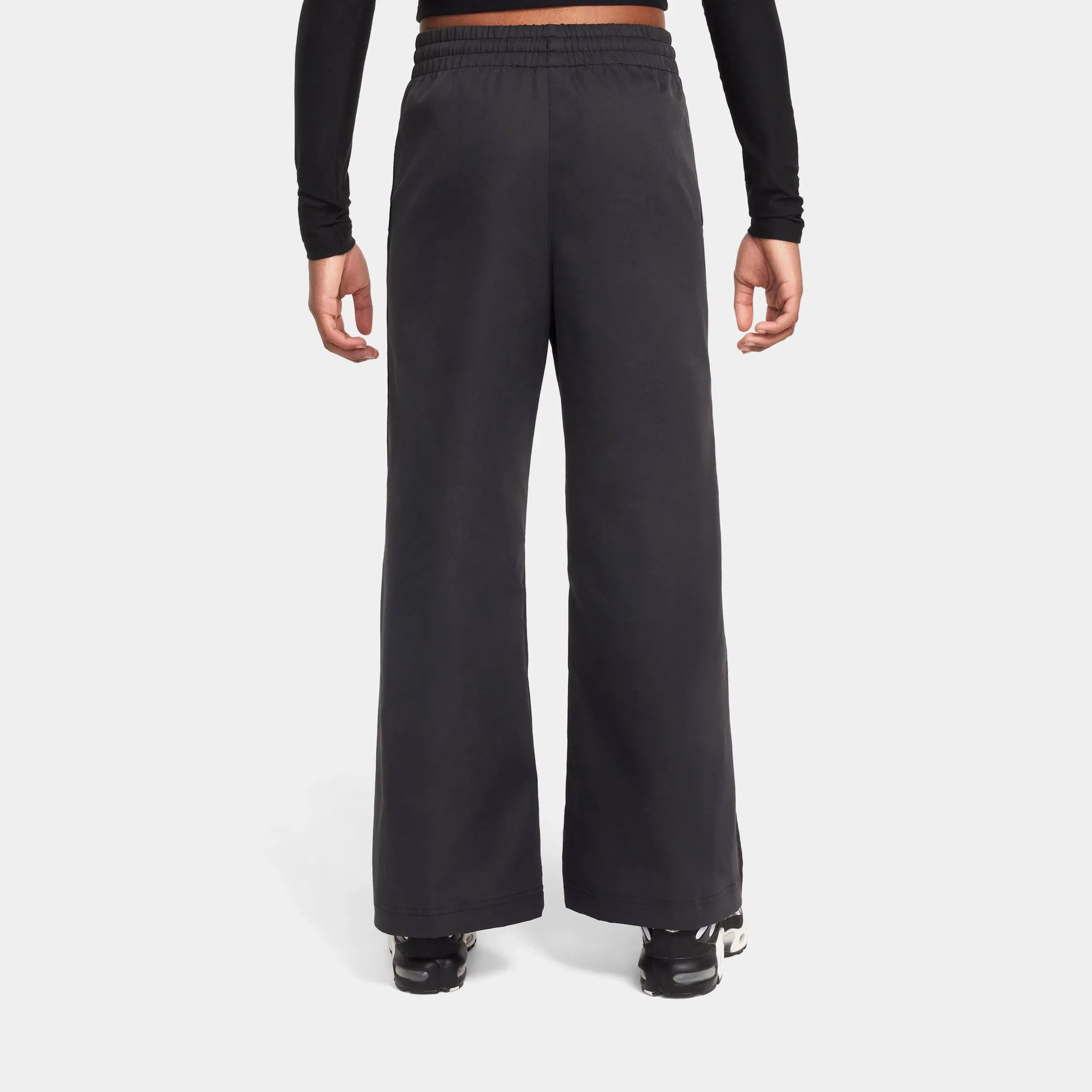 Nike NSW Woven Wide Leg Grade School Pants (Black/White)