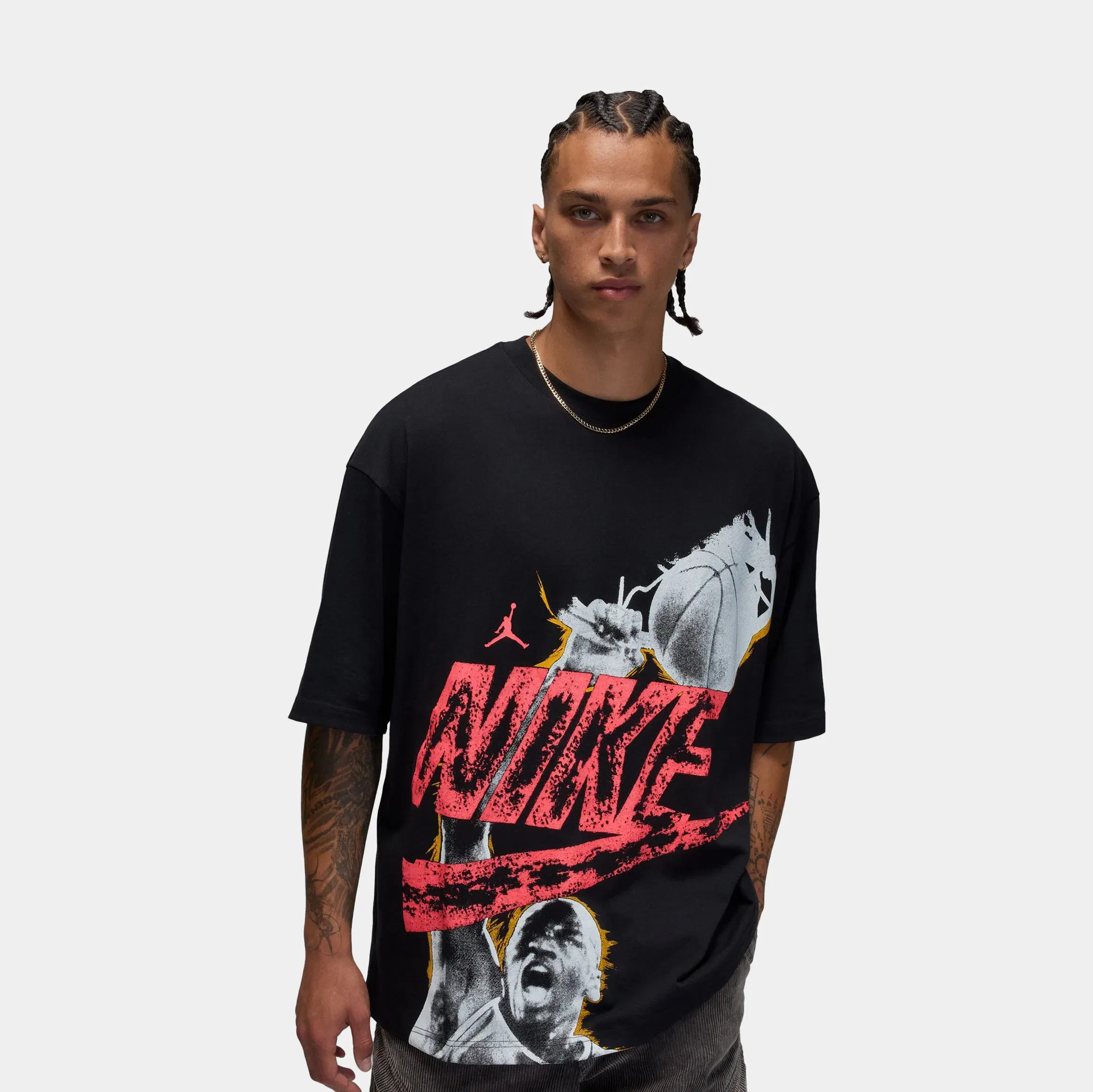 Air Jordan Reissue Oversized Graphic Mens Short Sleeve Shirt (Black/Red)