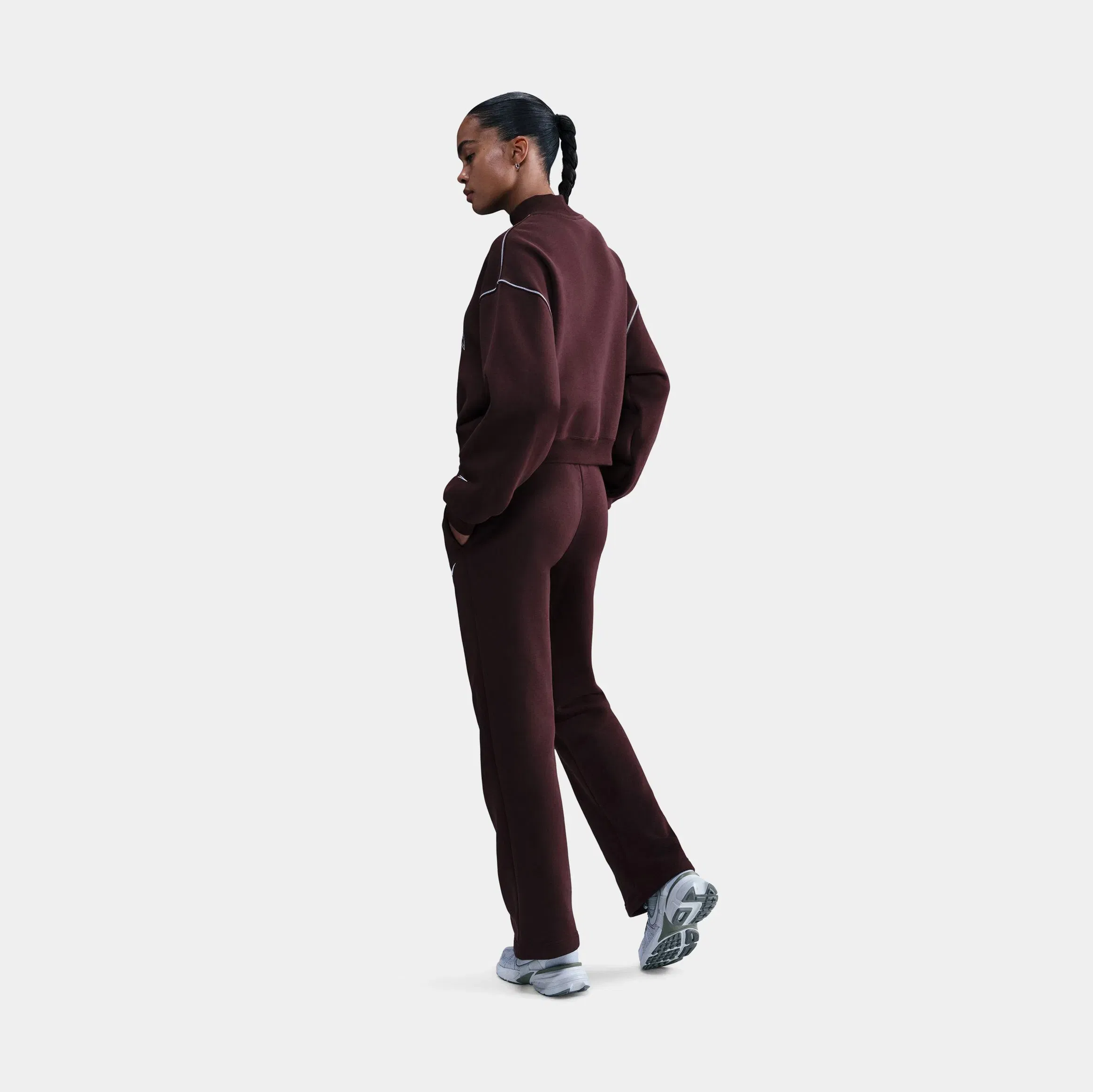 Nike NSW Phoenix Fleece Mid-Rise Open-Hem Womens Pants (Fauna Brown/Sail)