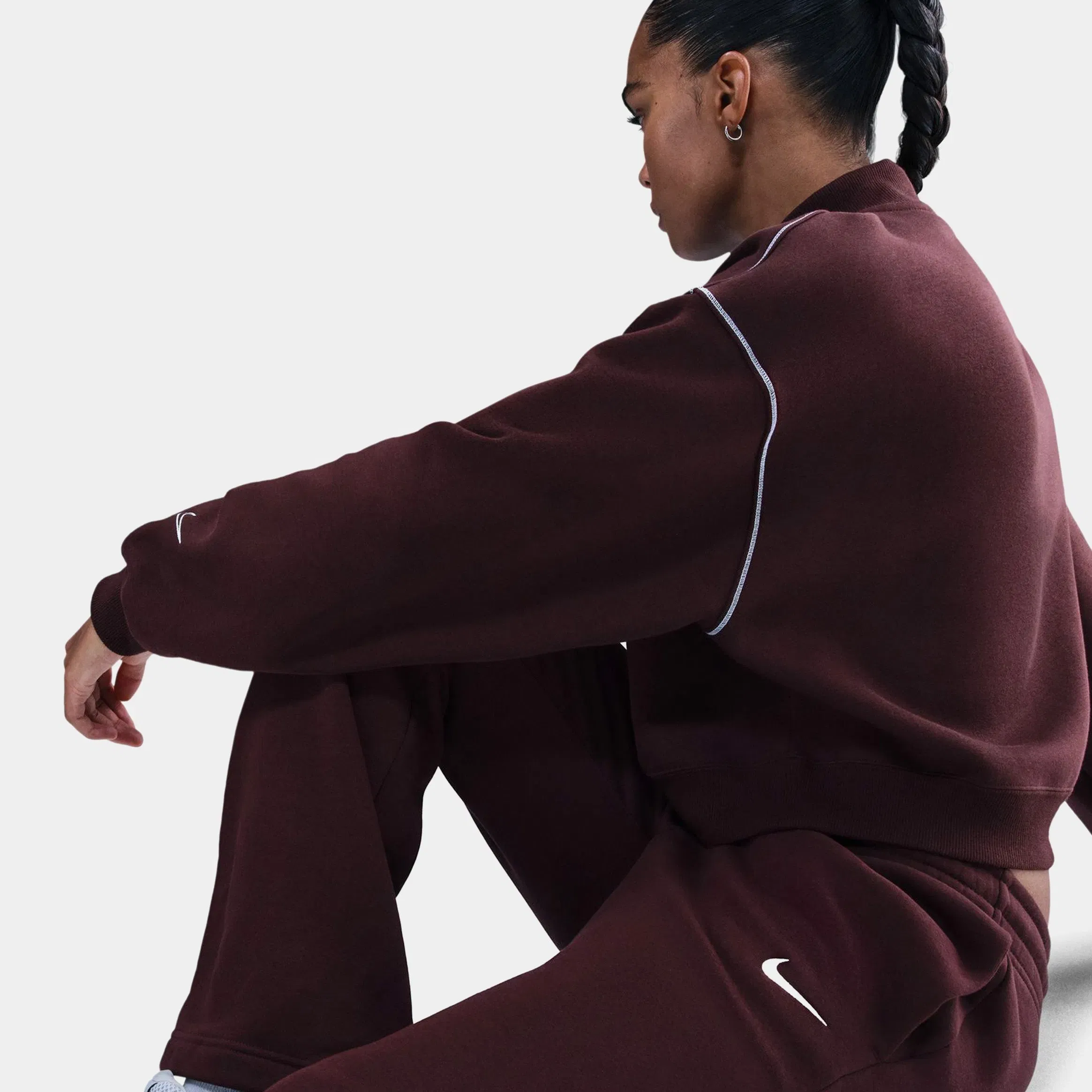 Nike NSW Phoenix Fleece Mid-Rise Open-Hem Womens Pants (Fauna Brown/Sail)