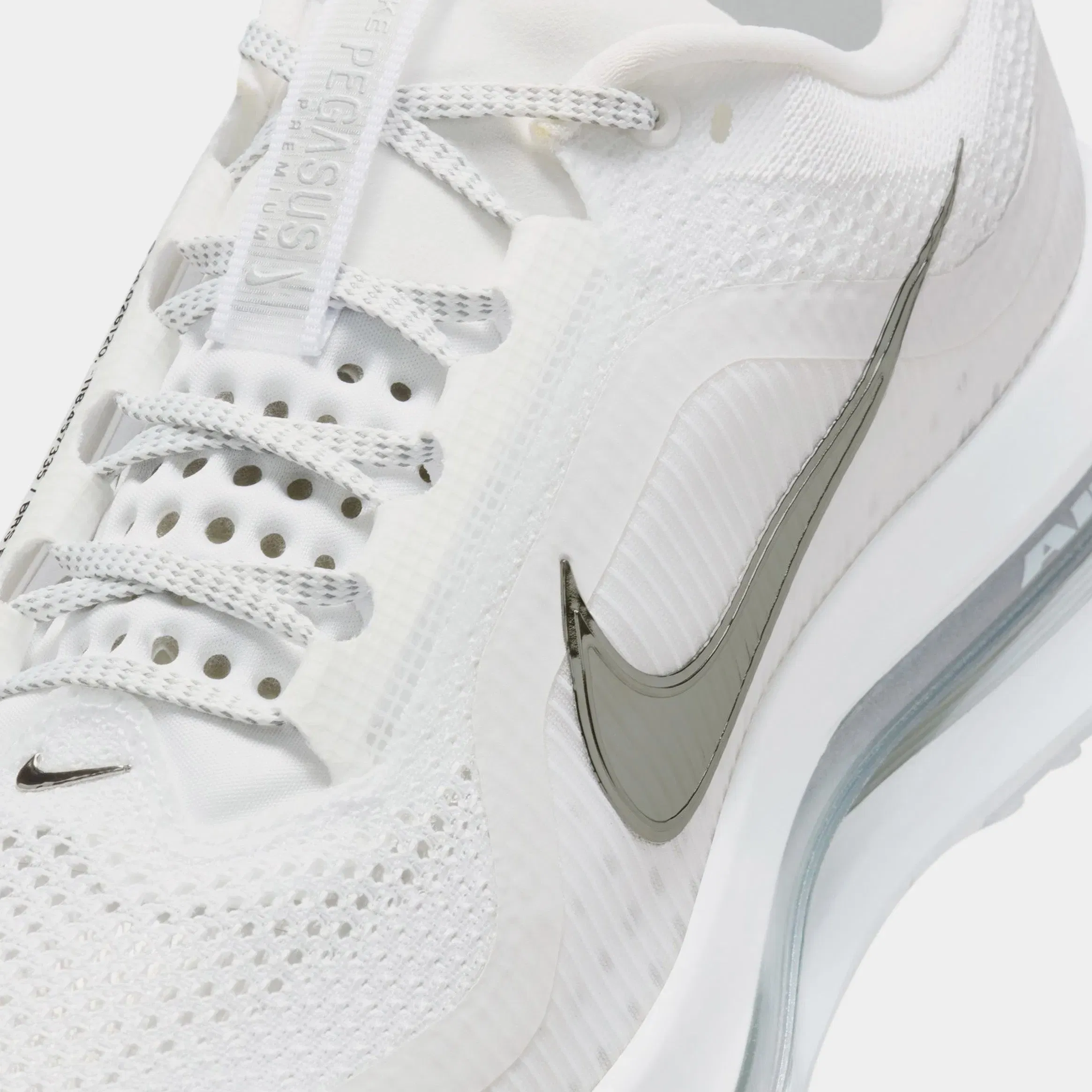 Nike Pegasus Premium Mens Running Shoes (White/Metallic Silver/Metallic Silver)