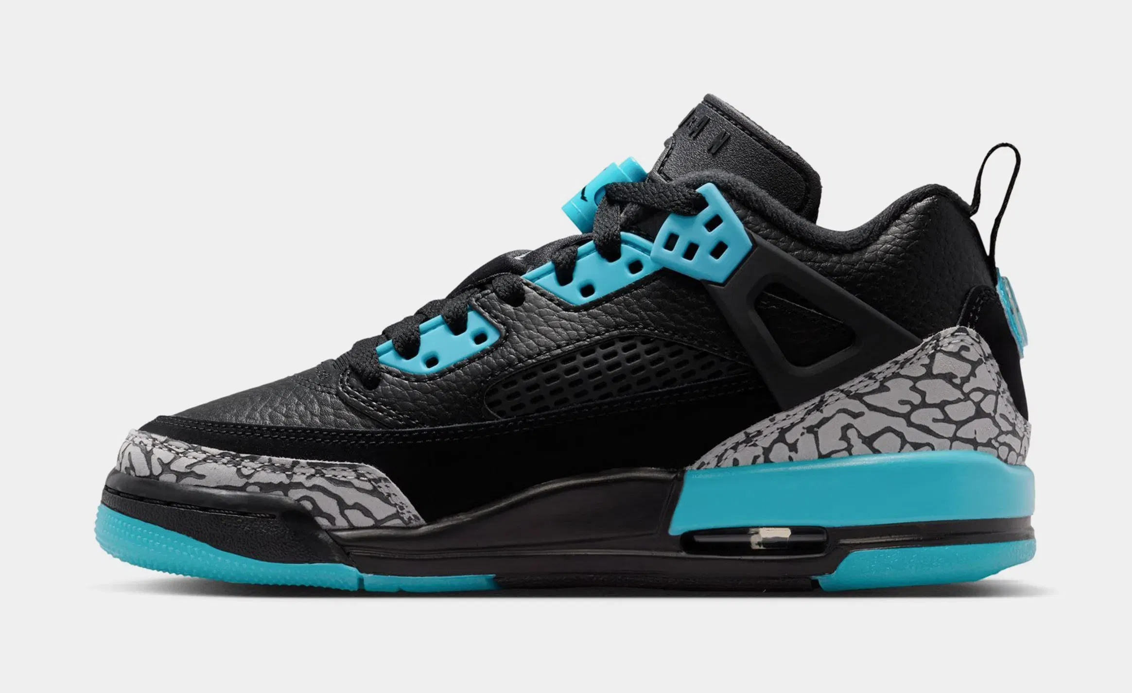 Air Jordan Spizike Low Grade School Basketball Shoes (Black/Wolf Grey/Gamma Blue)