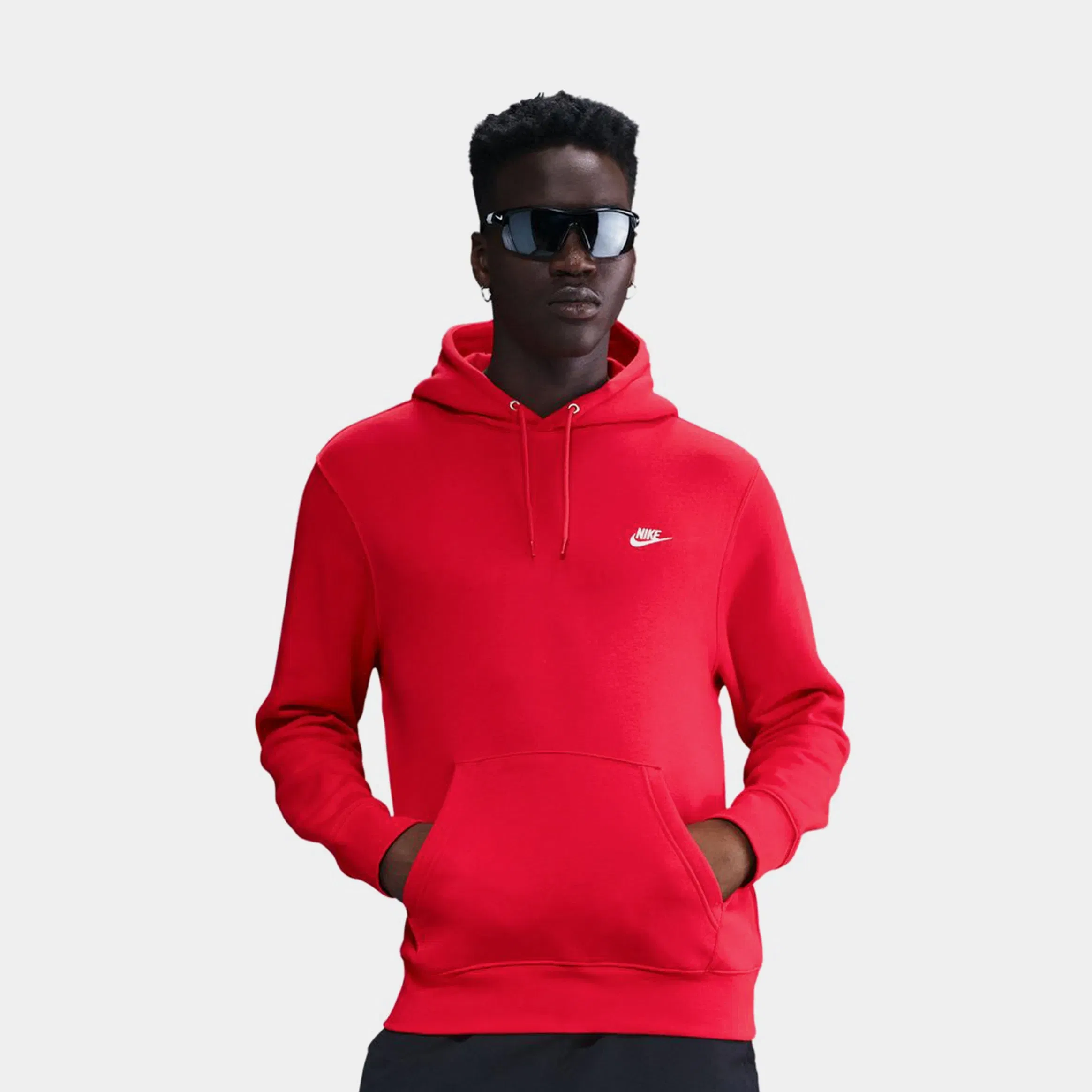 Nike Club Pullover Fleece Mens Hoodie (University Red/University Red/White)