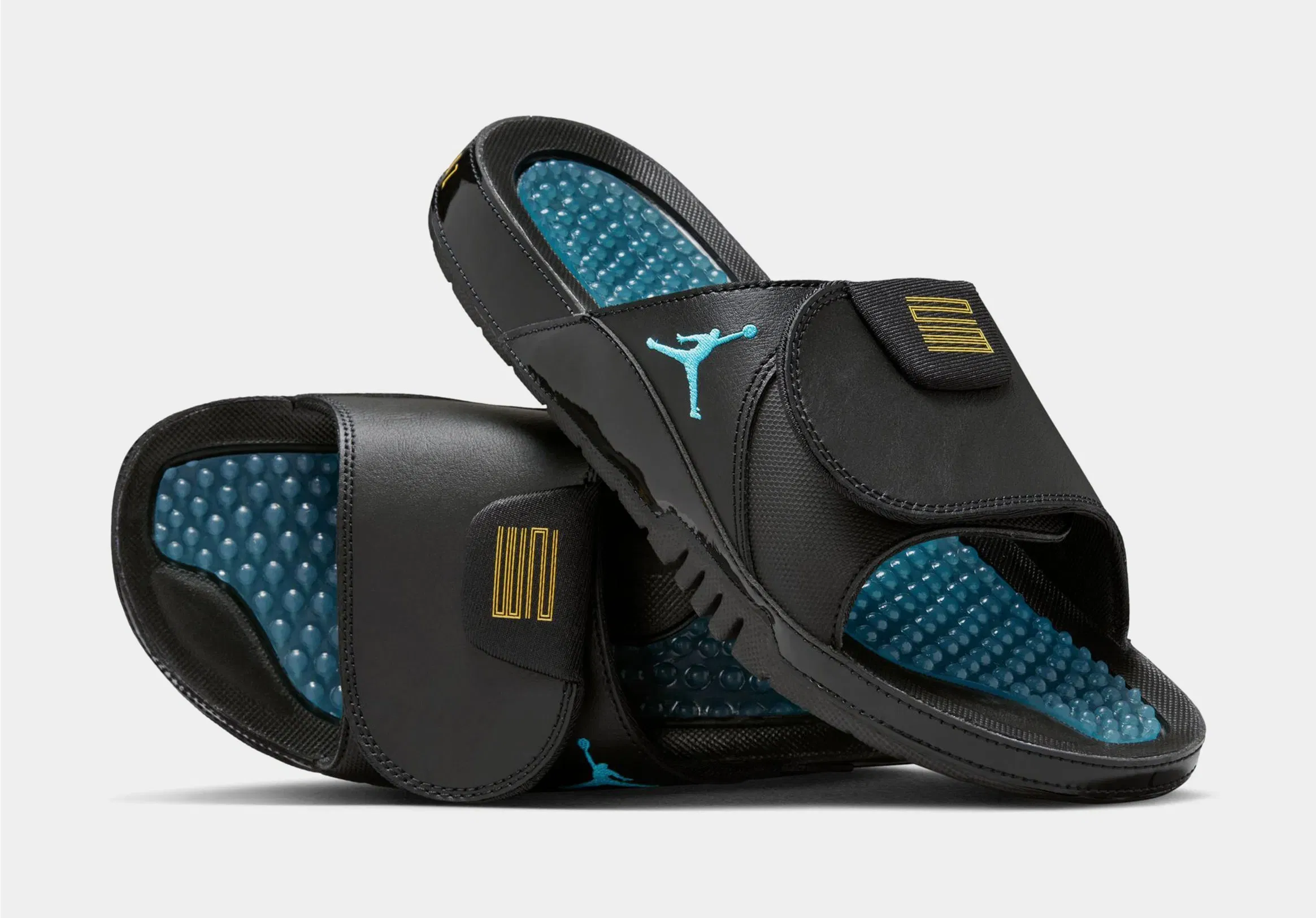 Air Jordan Hydro XI Retro Slide Mens Sandals (Black/Varsity Maize/Gamma Blue)