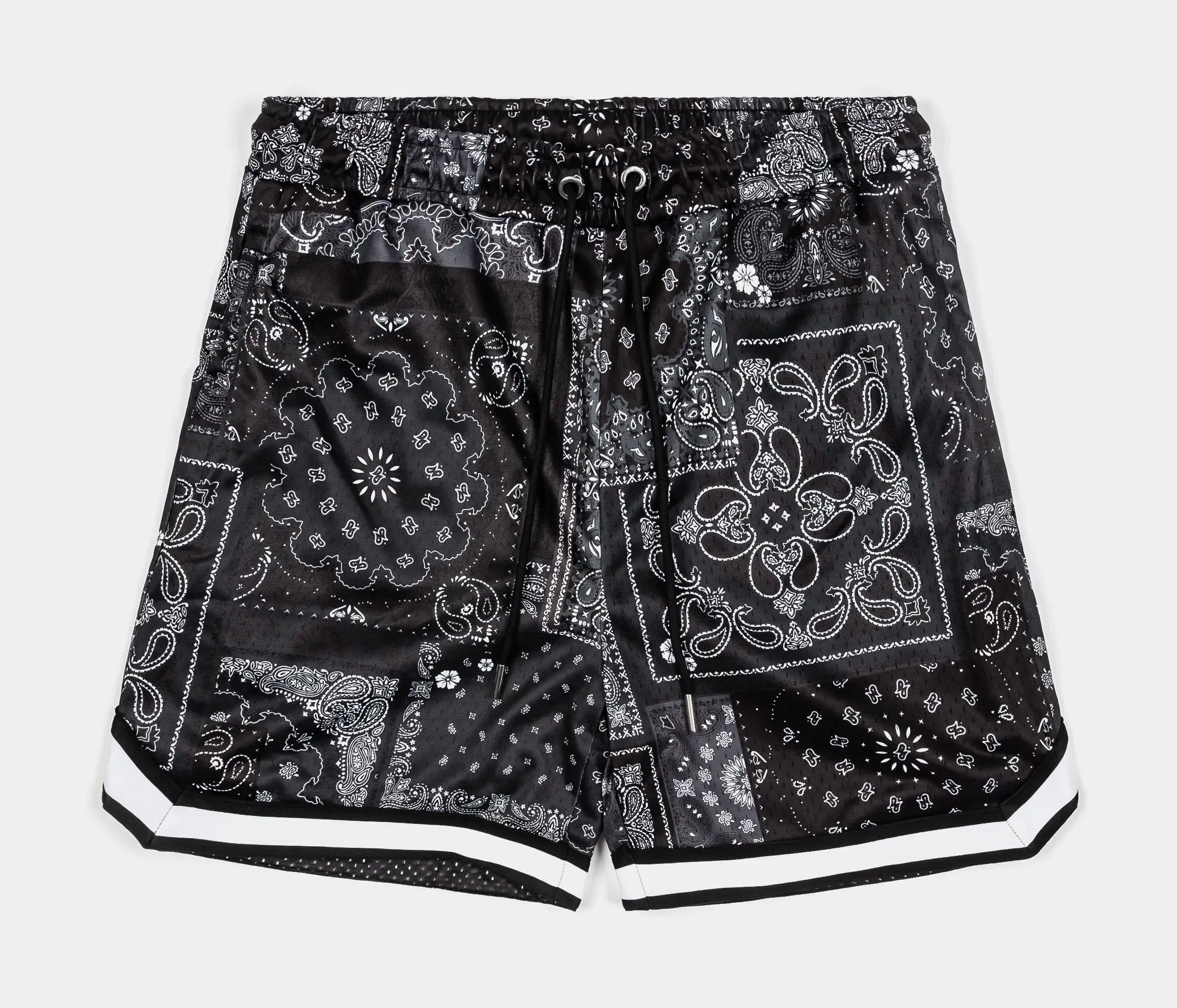MAISON ARTICLE Basketball Stripe Mesh Mens Shorts (Grey/Black)