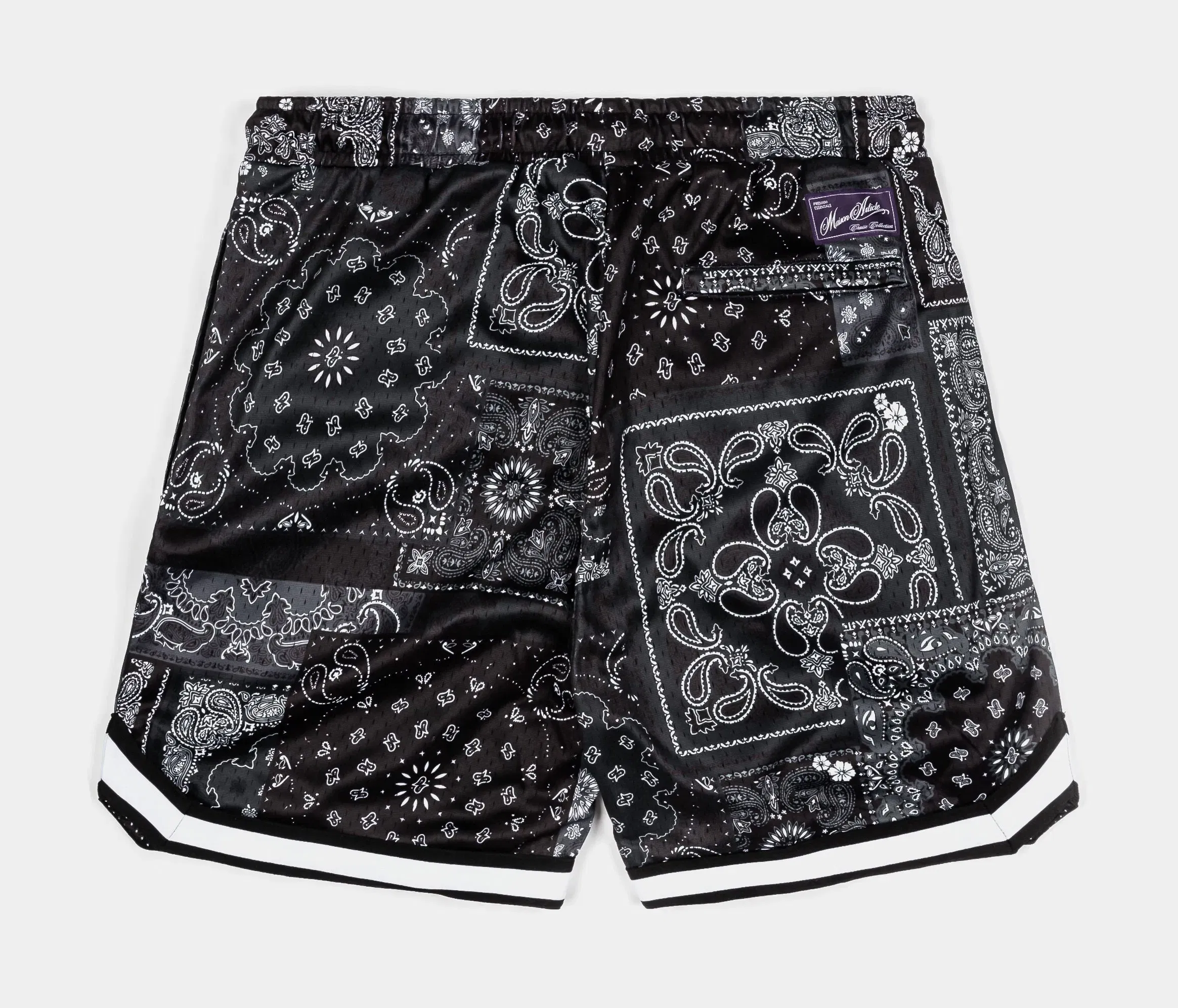 MAISON ARTICLE Basketball Stripe Mesh Mens Shorts (Grey/Black)