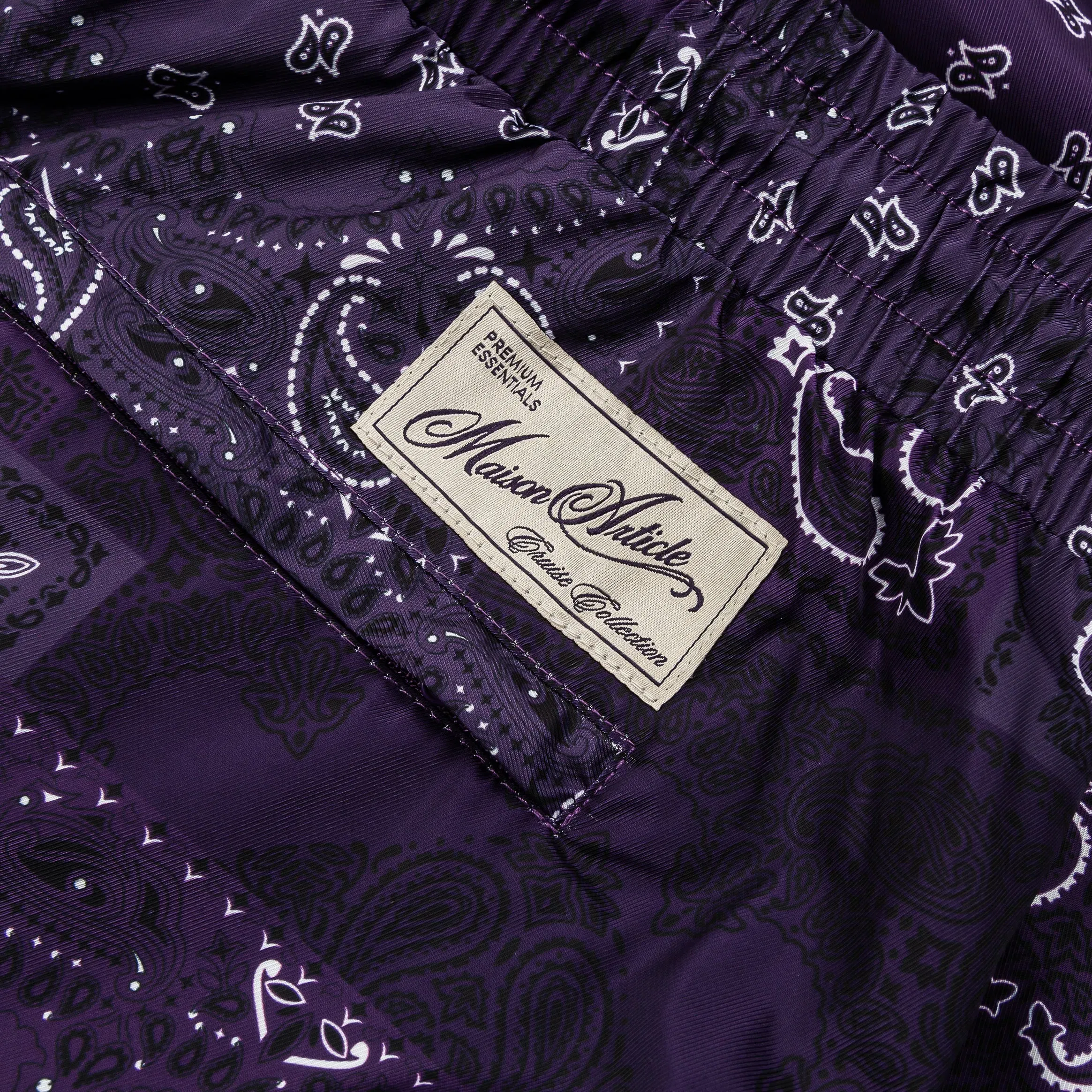 MAISON ARTICLE Paisley Tonal Hybrid Mens Shorts (Black/Purple)
