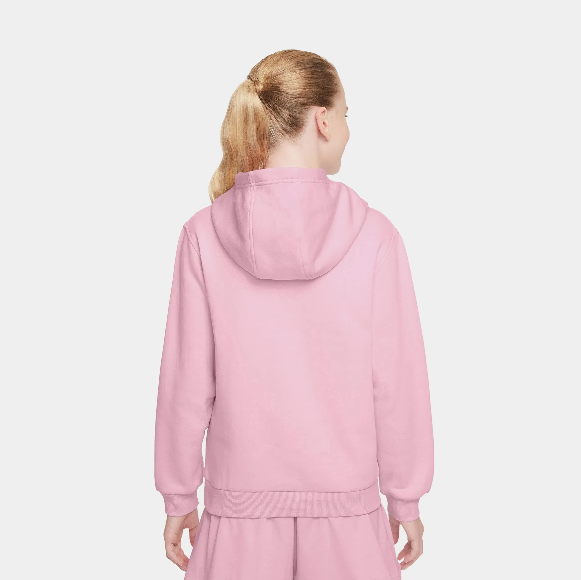 Nike NSW Club Fleece Pullover Grade School Hoodie (Medium Soft Pink/White)