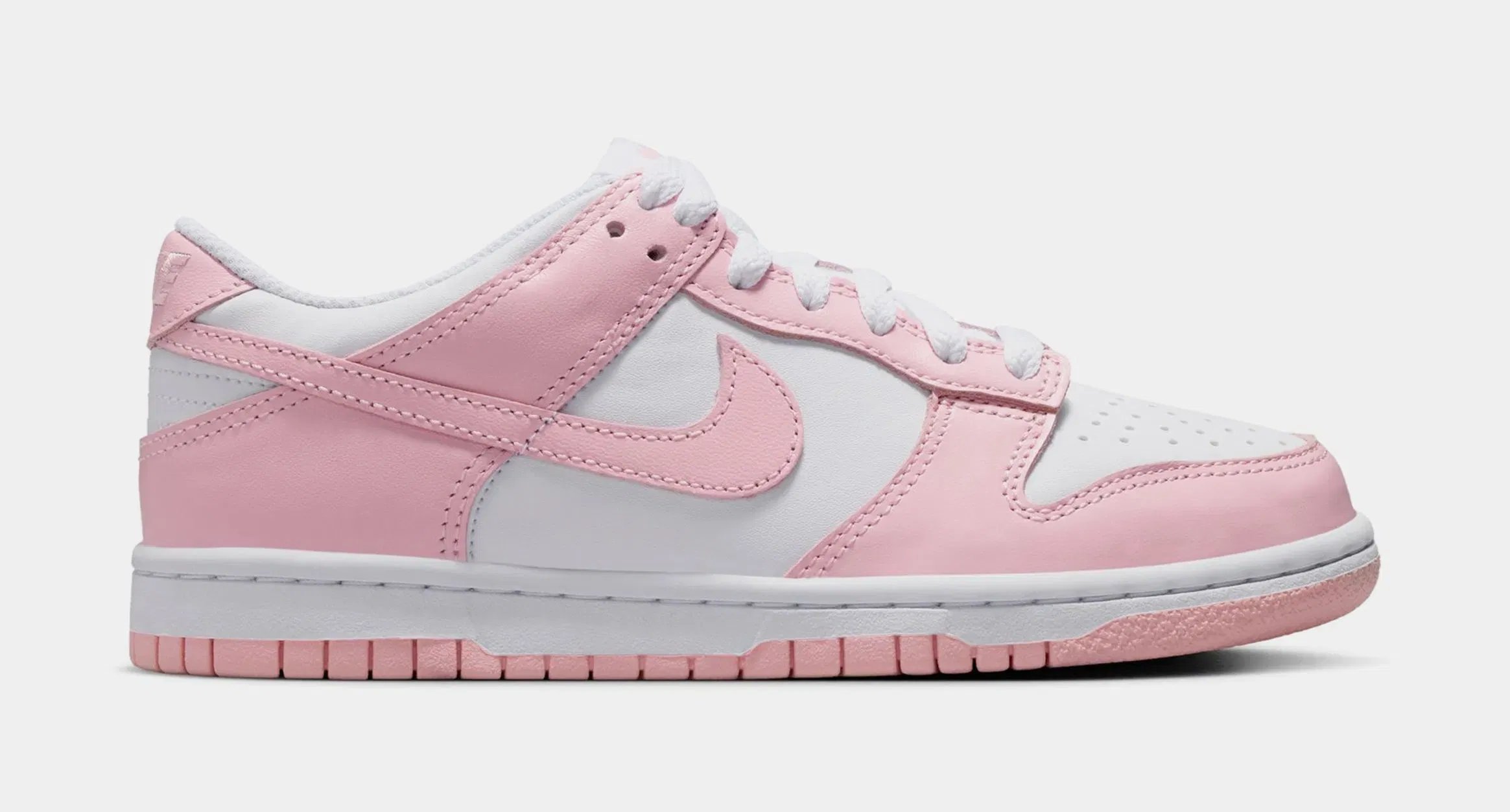 Nike Dunk Low Grade School Lifestyle Shoes (White/Medium Soft Pink/White/White)