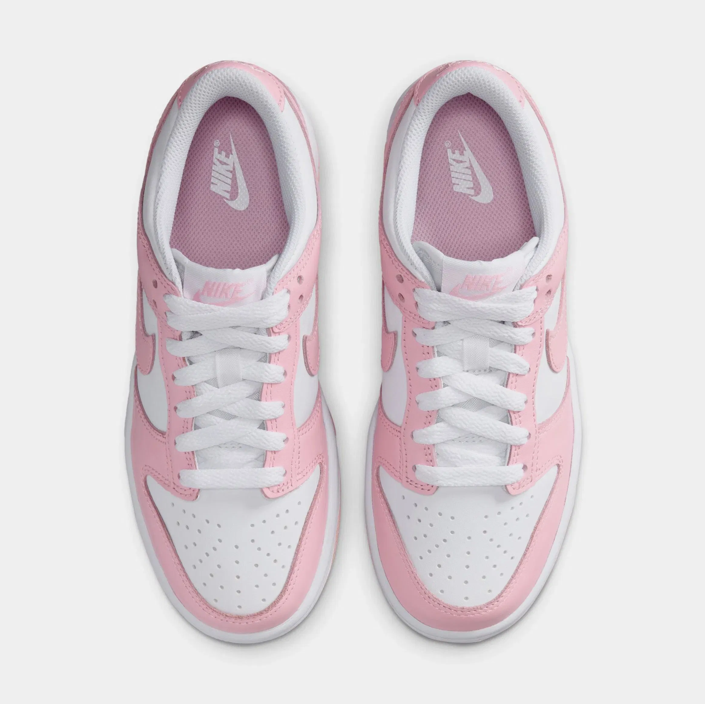 Nike Dunk Low Grade School Lifestyle Shoes (White/Medium Soft Pink/White/White)
