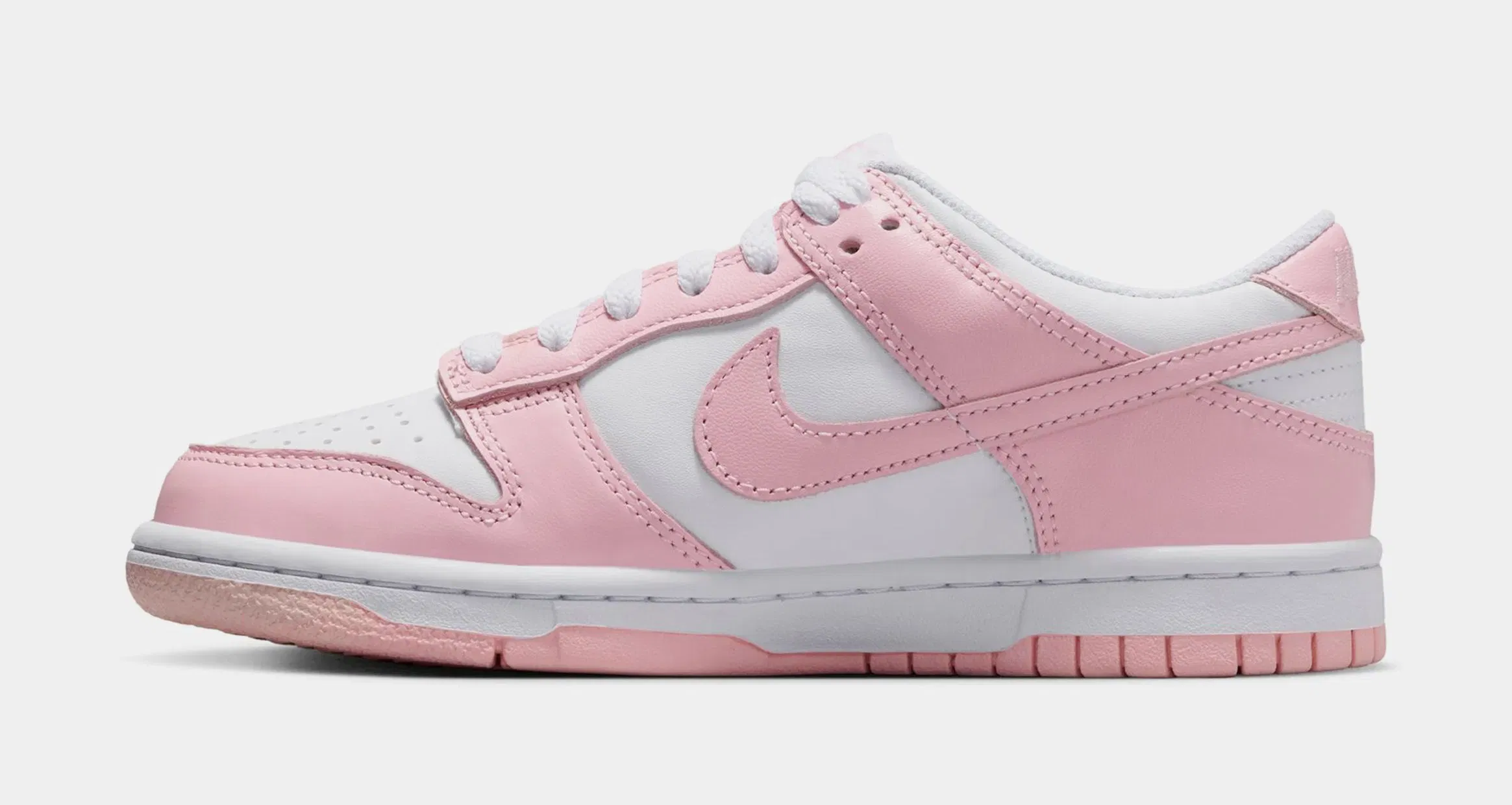 Nike Dunk Low Grade School Lifestyle Shoes (White/Medium Soft Pink/White/White)