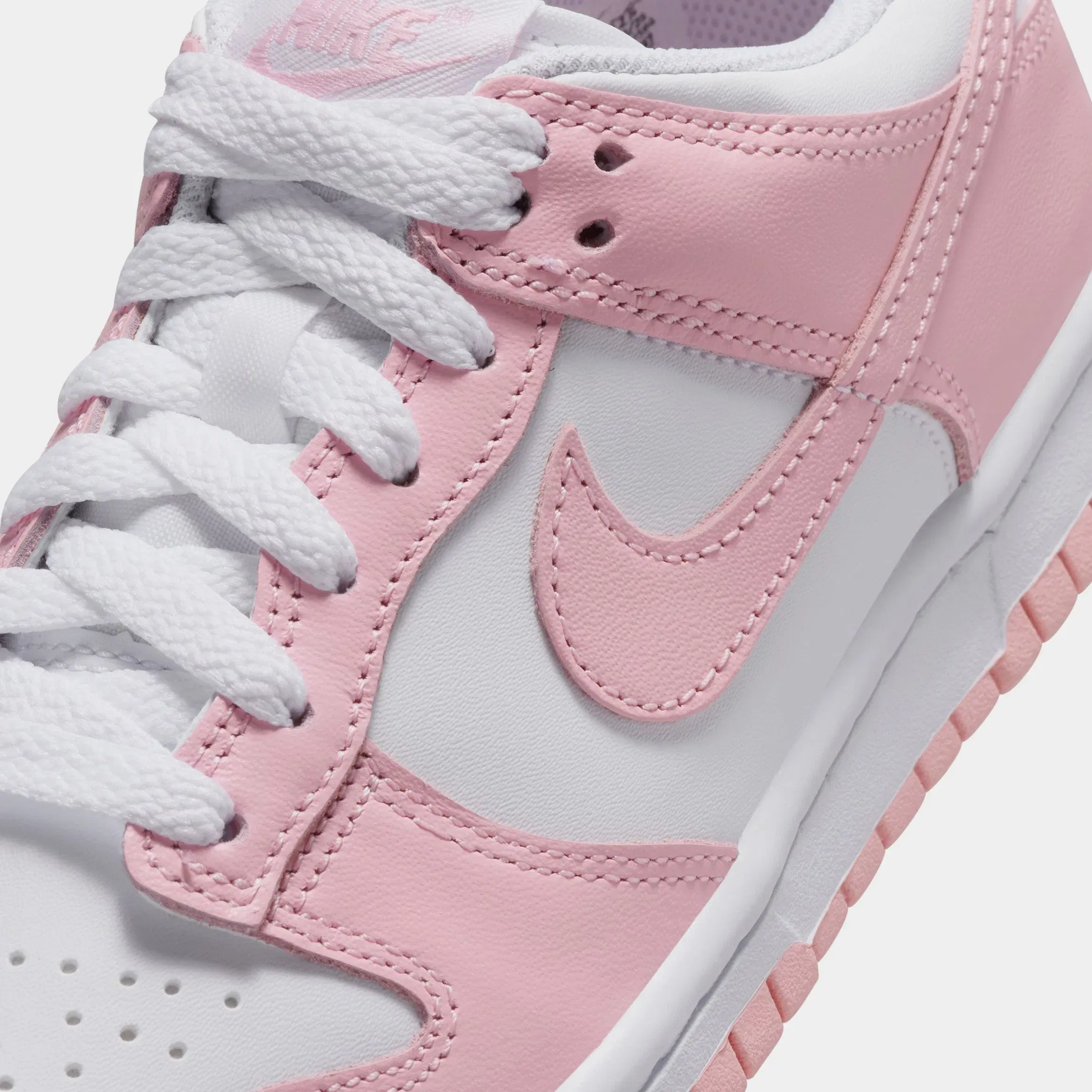 Nike Dunk Low Grade School Lifestyle Shoes (White/Medium Soft Pink/White/White)