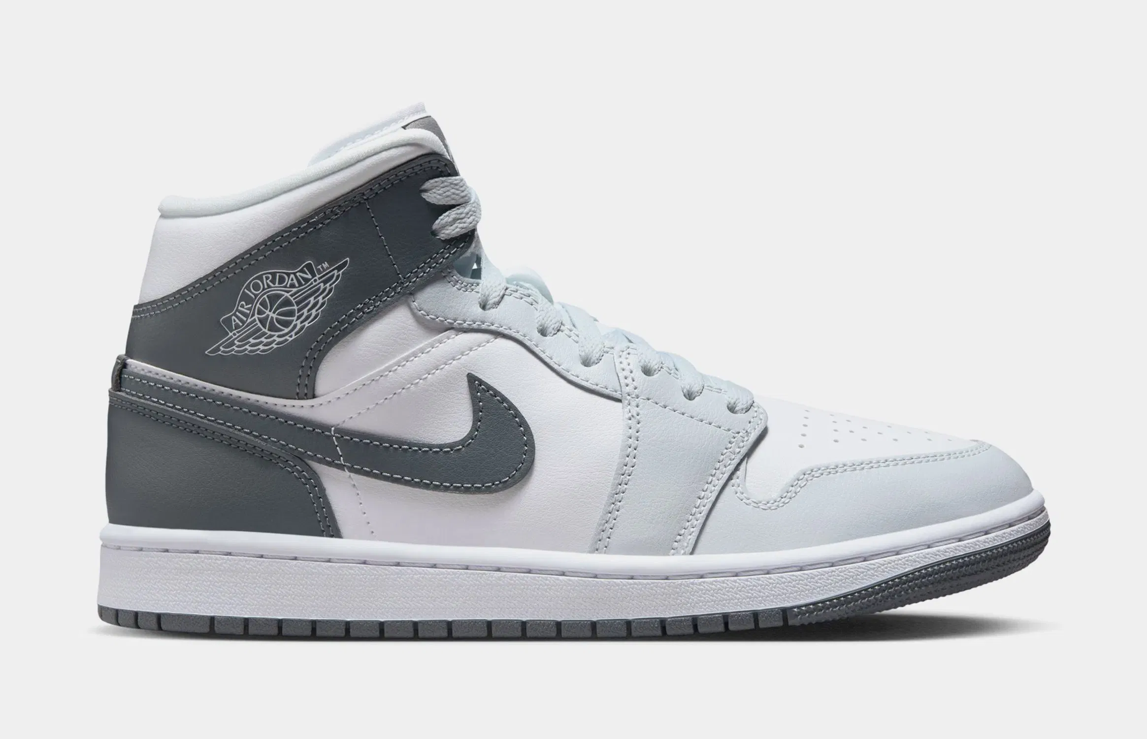 Air Jordan 1 Mid Womens Lifestyle Shoes (White/Smoke Grey/Pure Platinum)