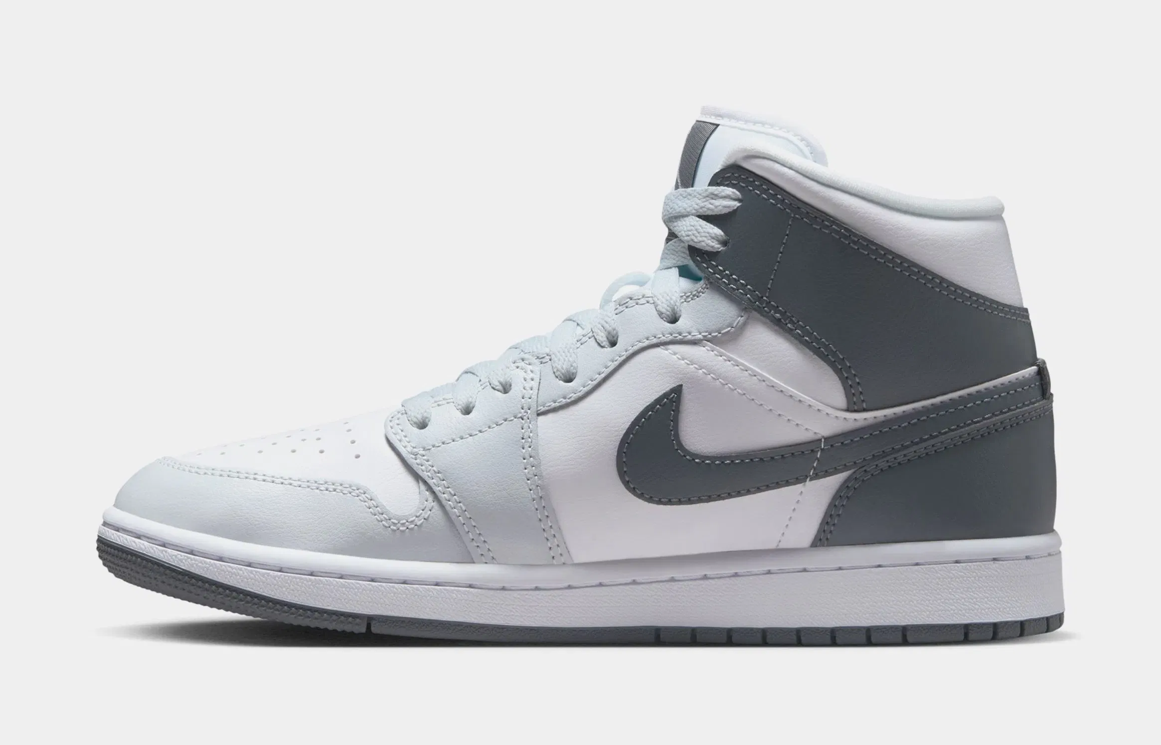 Air Jordan 1 Mid Womens Lifestyle Shoes (White/Smoke Grey/Pure Platinum)