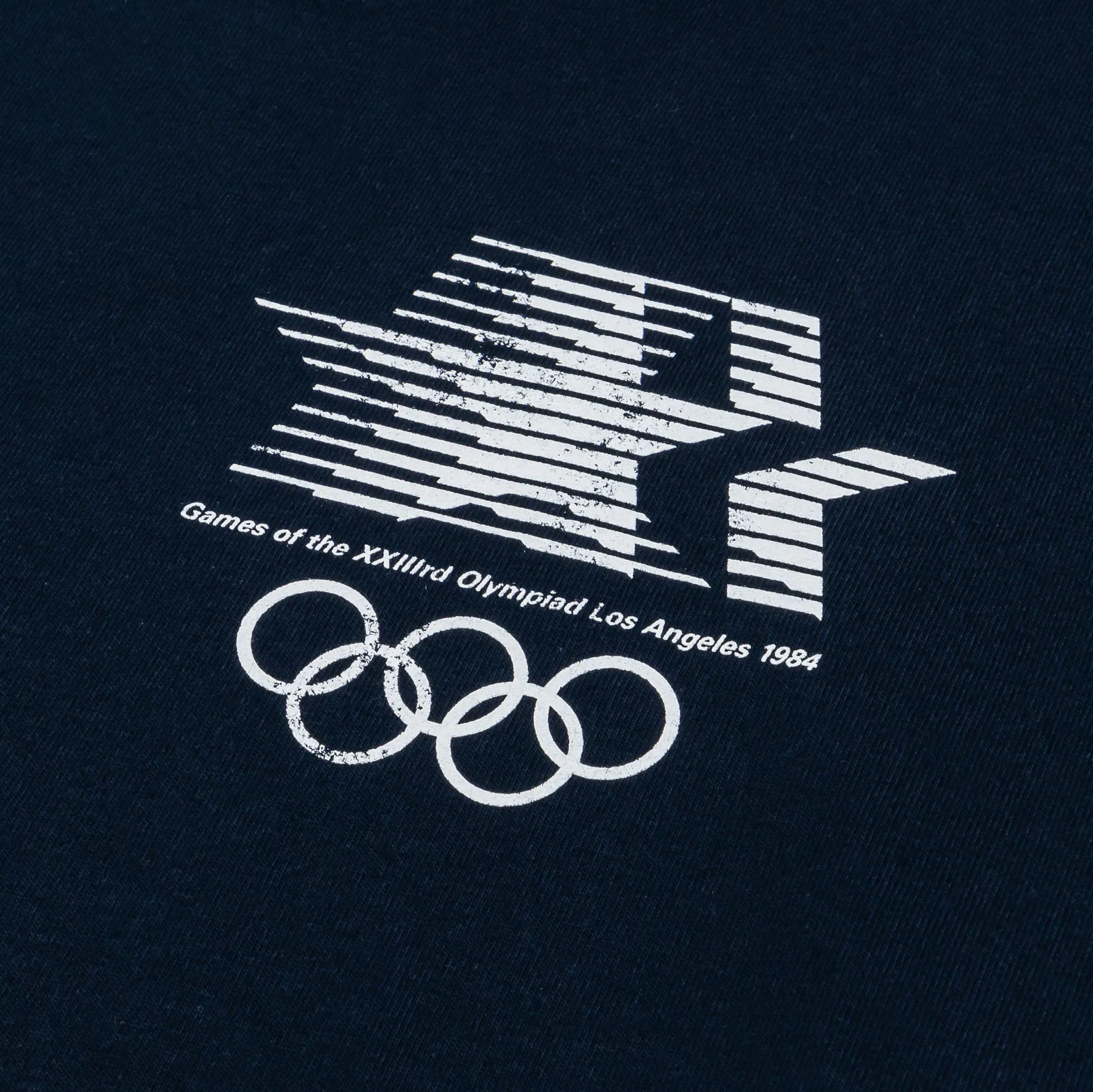 OUTERSTUFF 1984 Los Angeles Emblem Flag Mens Short Sleeve Shirt (Navy/White)