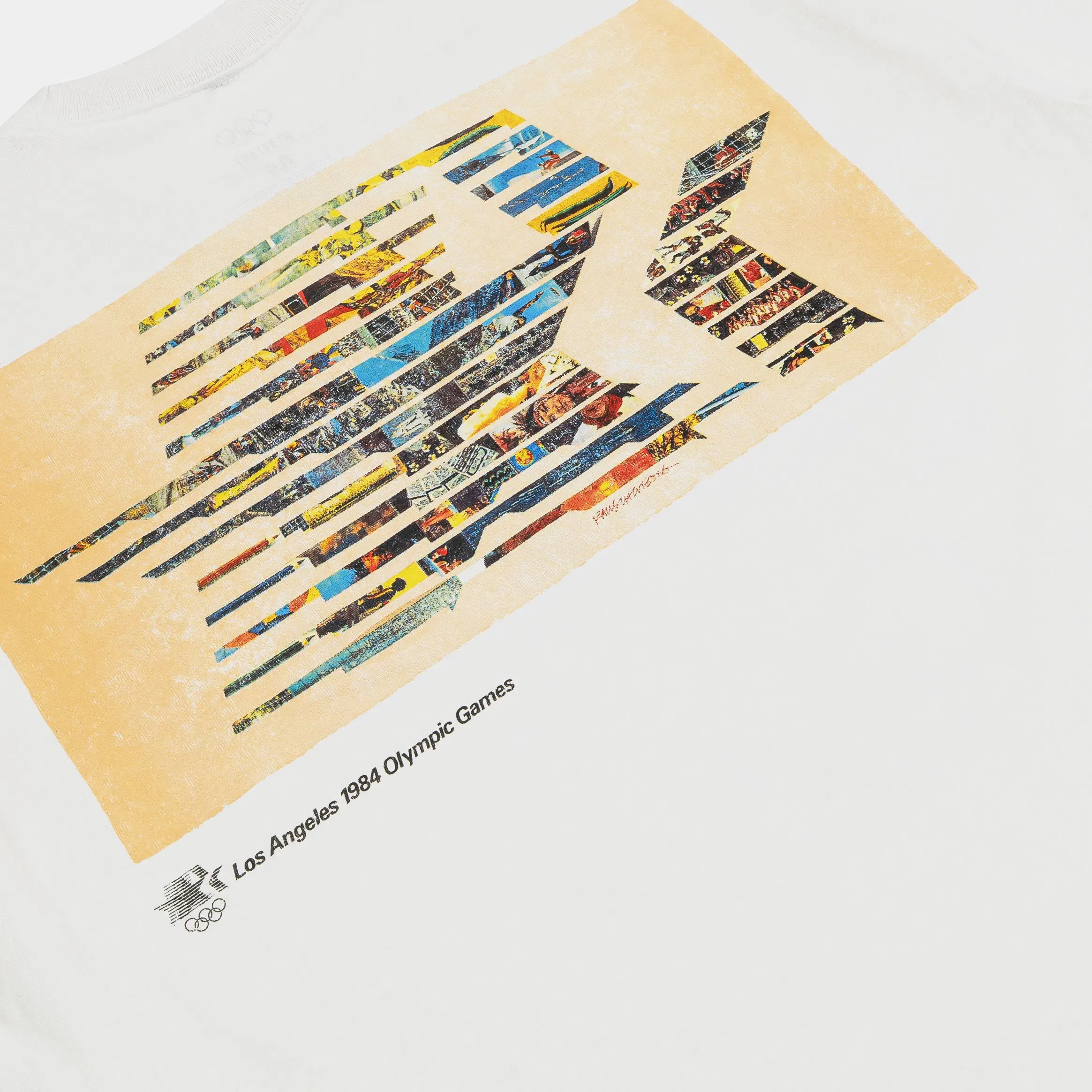 OUTERSTUFF 1984 Los Angeles Games Olympic Heritage Mens Short Sleeve Shirt (White/Blue)