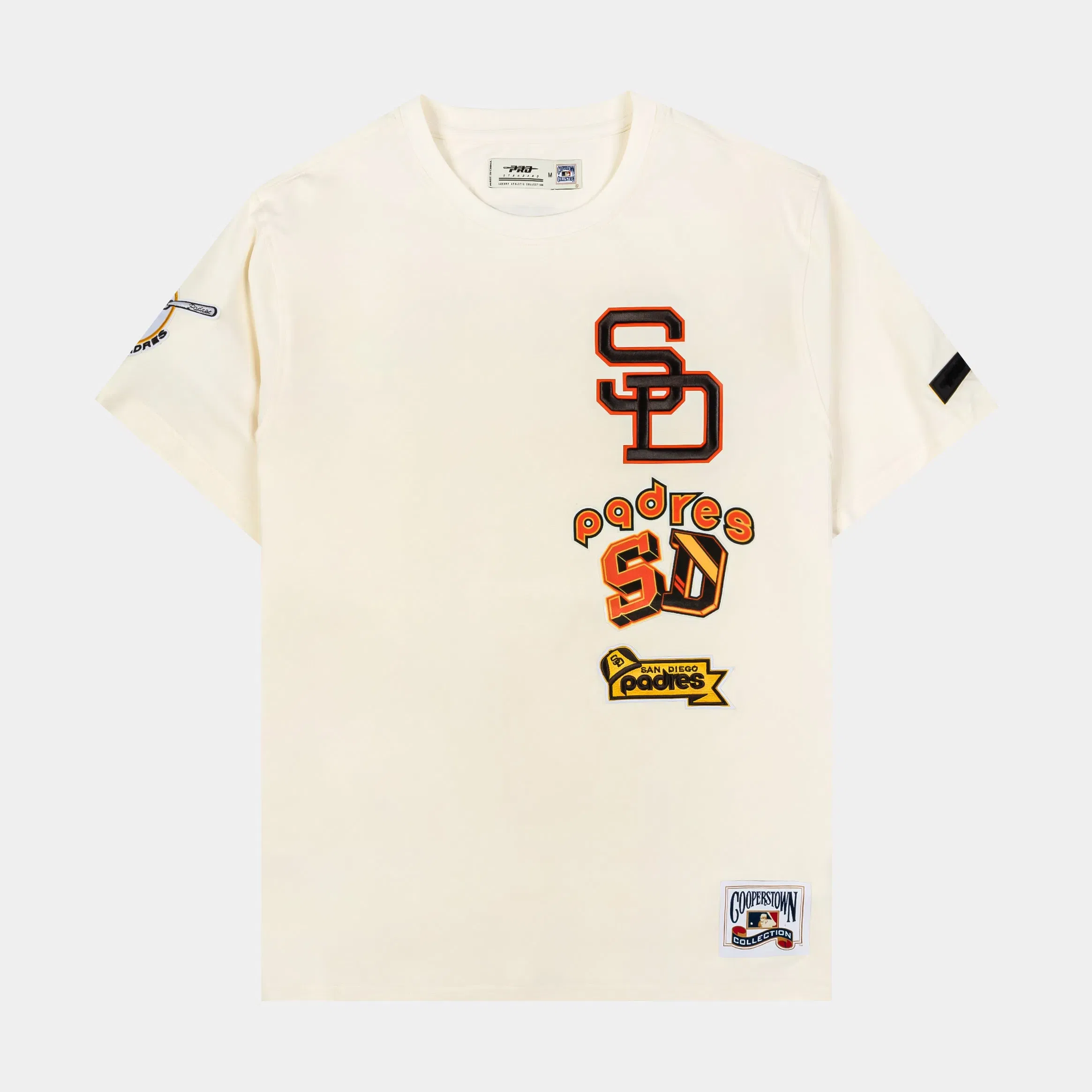 PRO STANDARD San Diego Padres Retro Cascade Ringer Mens Short Sleeve Shirt (Beige/Orange)