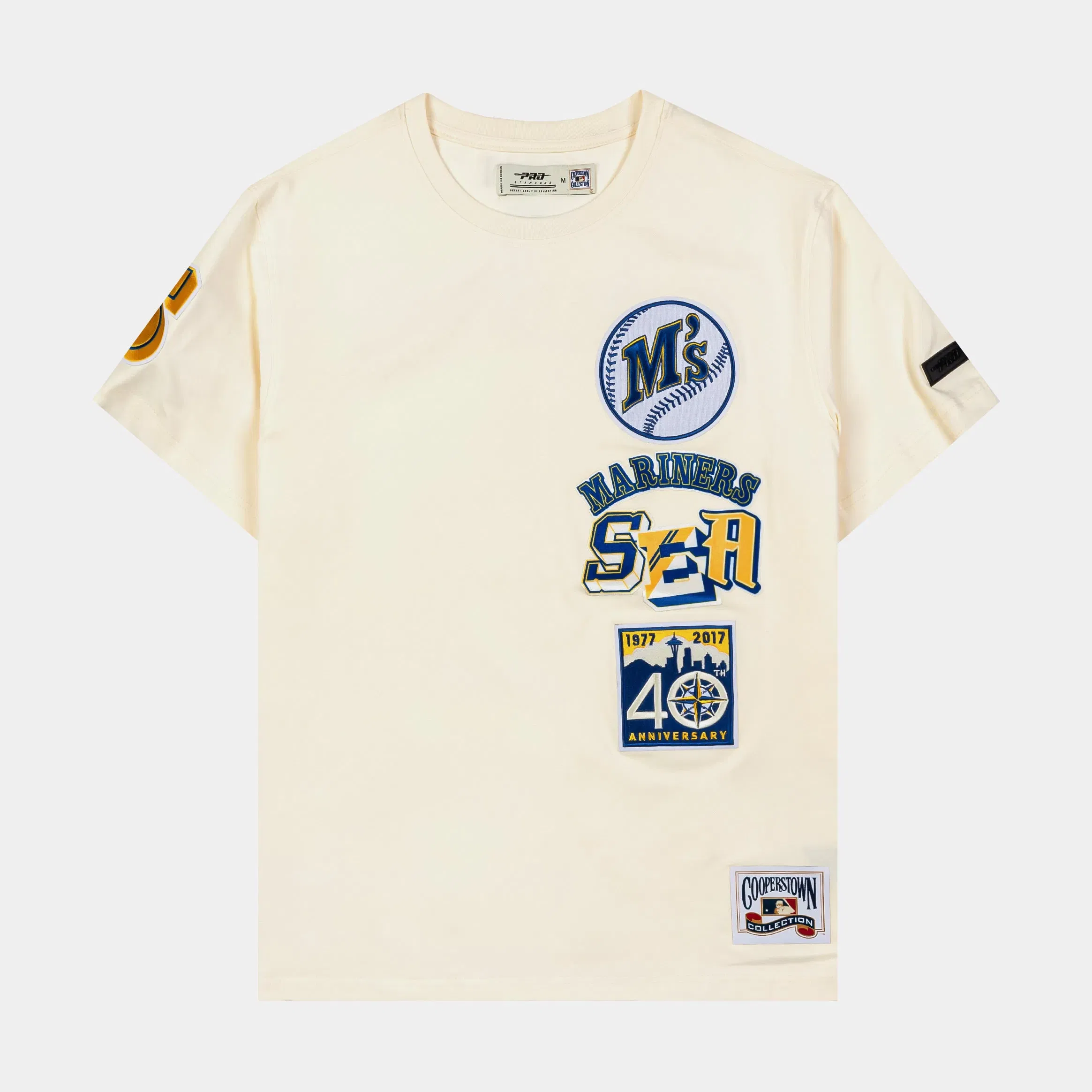 PRO STANDARD Seattle Marines Retro Cascade Ringer Mens Short Sleeve Shirt (Beige/Orange)