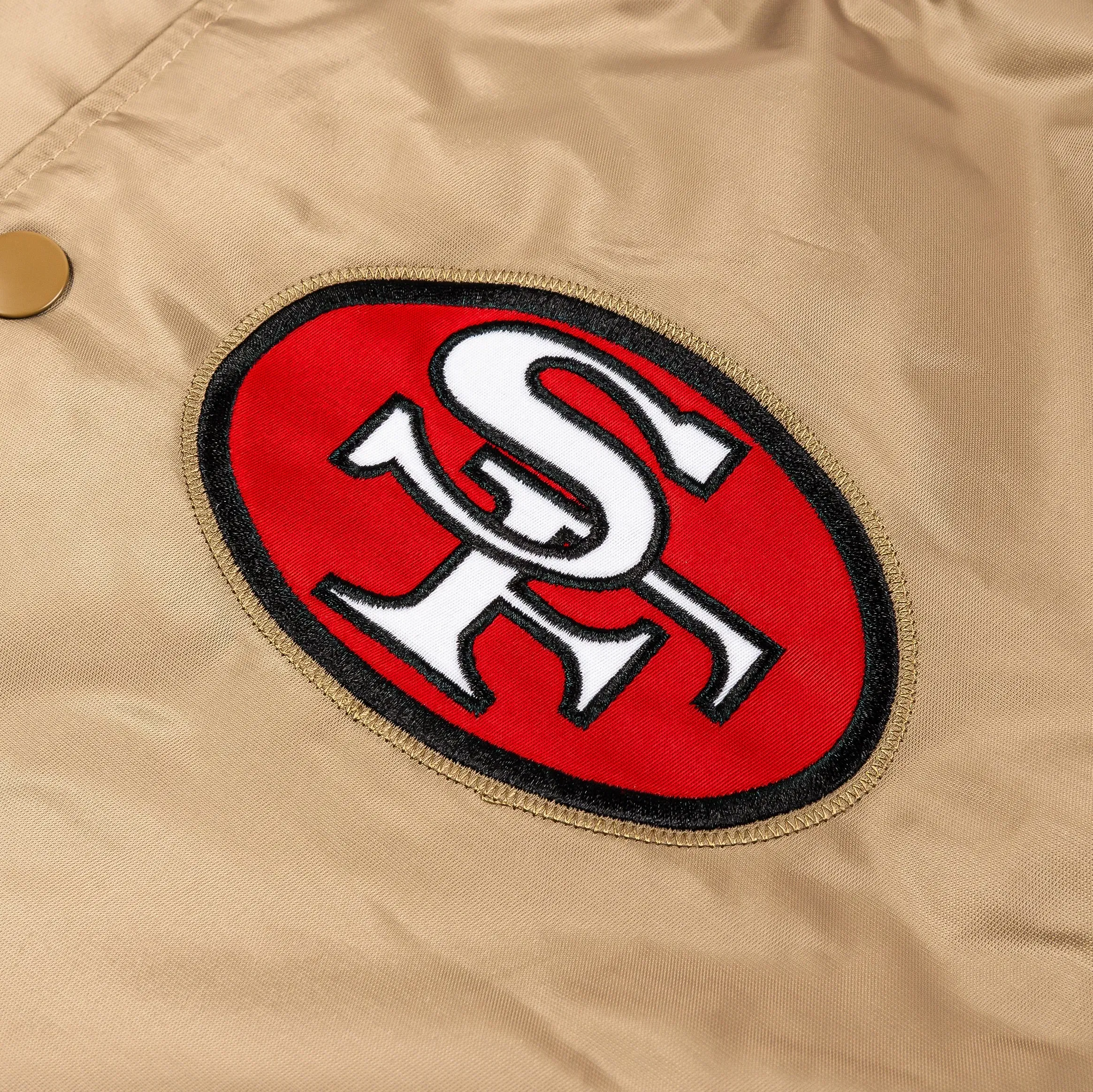 GIII/STARTER Shoe Palace Exclusive 49ers Satin Varsity Mens Jacket (Gold/Red)