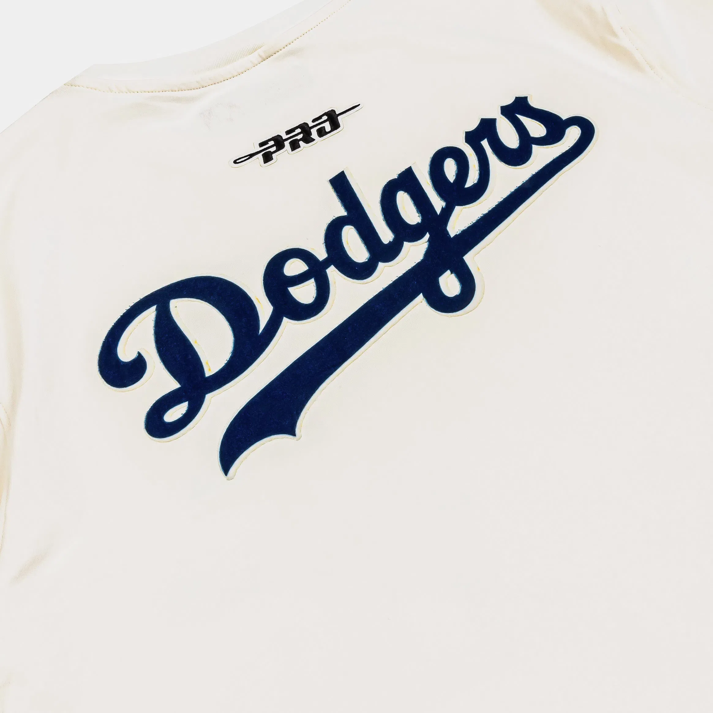 PRO STANDARD Los Angeles Dodgers Retro Ringer Mens Short Sleeve Shirt (Beige/Blue)