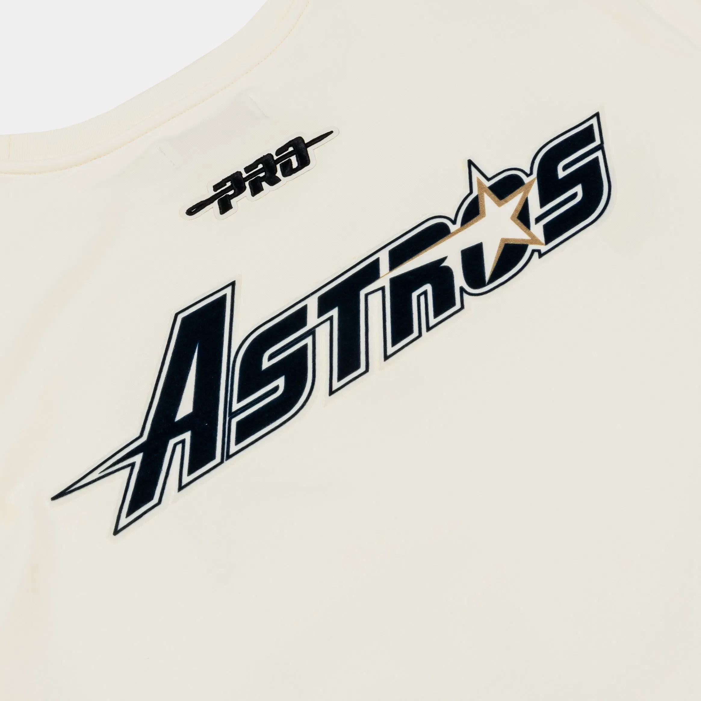 PRO STANDARD Houston Astros Retro Cascade Ringer Mens Short Sleeve Shirt (Beige/Black)