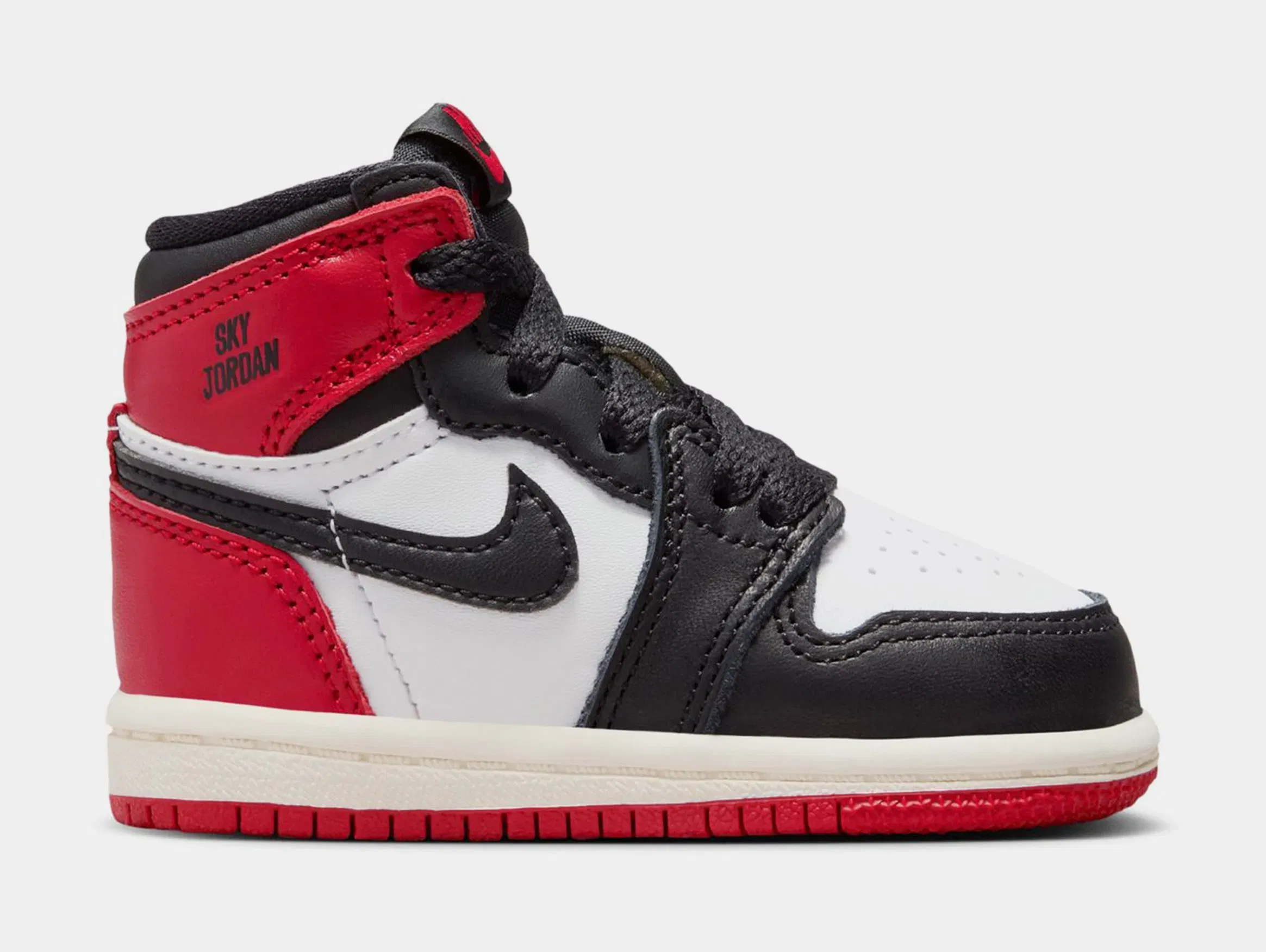 Air Jordan 1 Retro High OG Black Toe Infant Toddler Lifestyle Shoes (White/Varsity Red/Sail/Black)