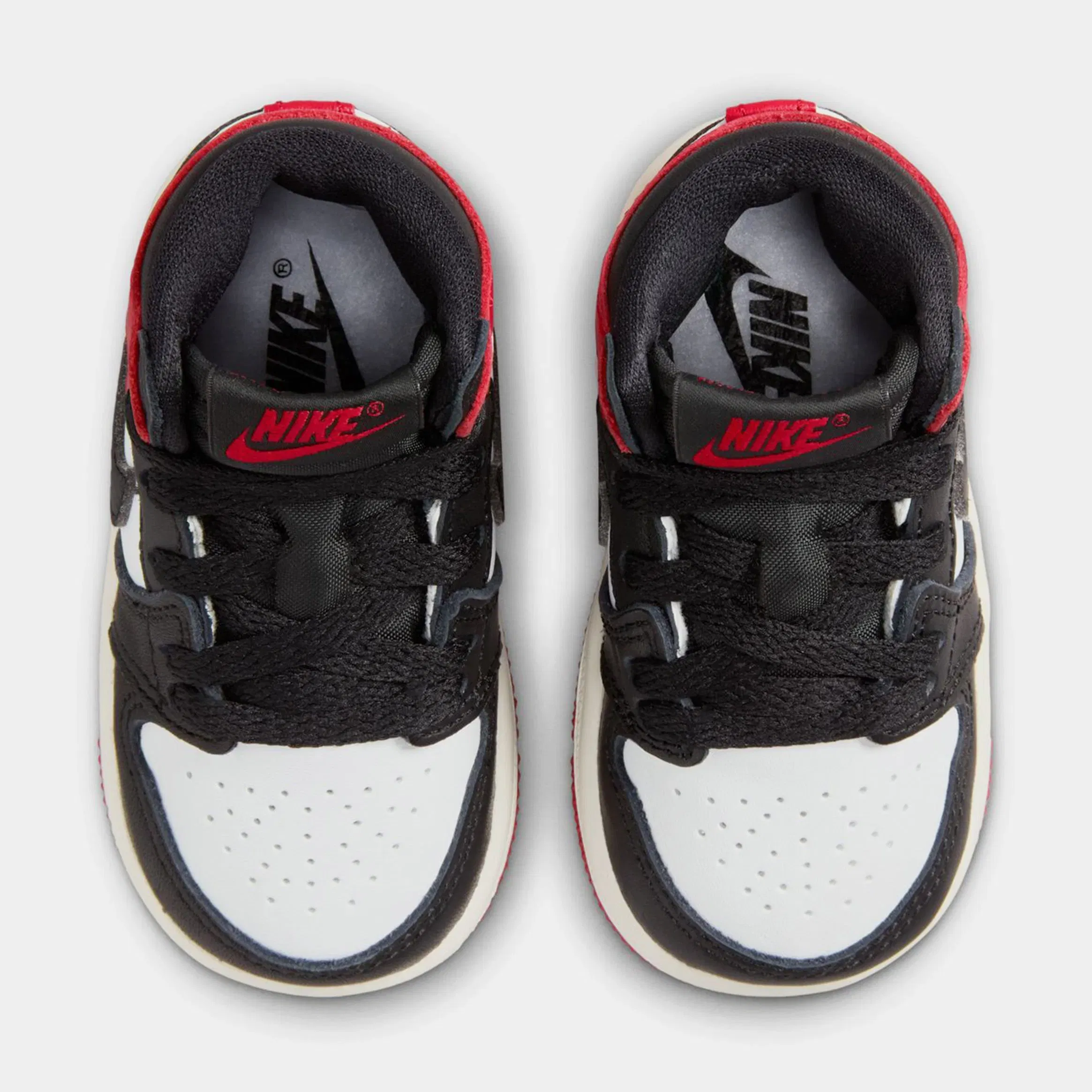 Air Jordan 1 Retro High OG Black Toe Infant Toddler Lifestyle Shoes (White/Varsity Red/Sail/Black)