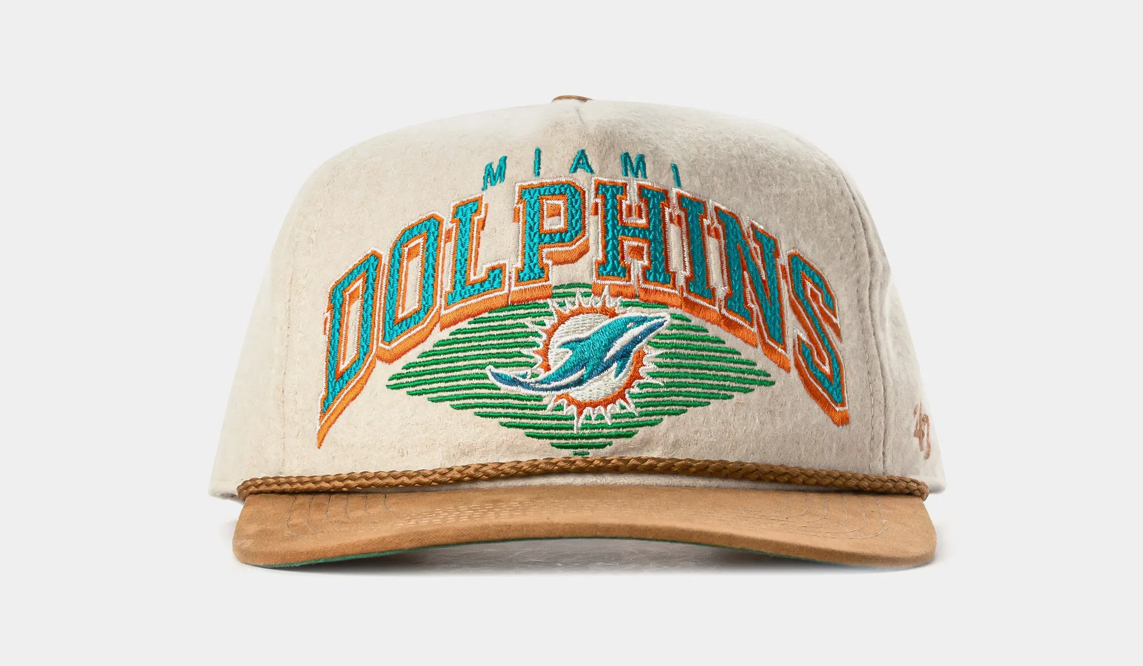 47 BRAND Miami Dolphins Wool Snapback Mens Hat (Beige/Blue/Orange)