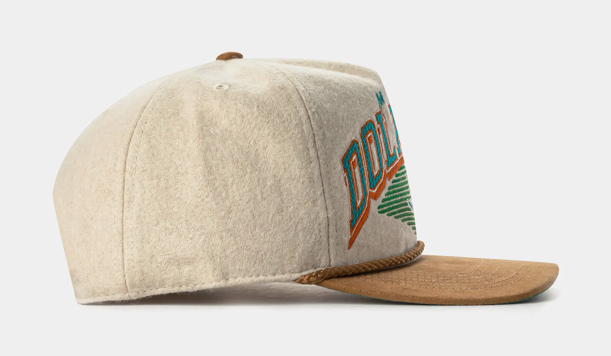 47 BRAND Miami Dolphins Wool Snapback Mens Hat (Beige/Blue/Orange)