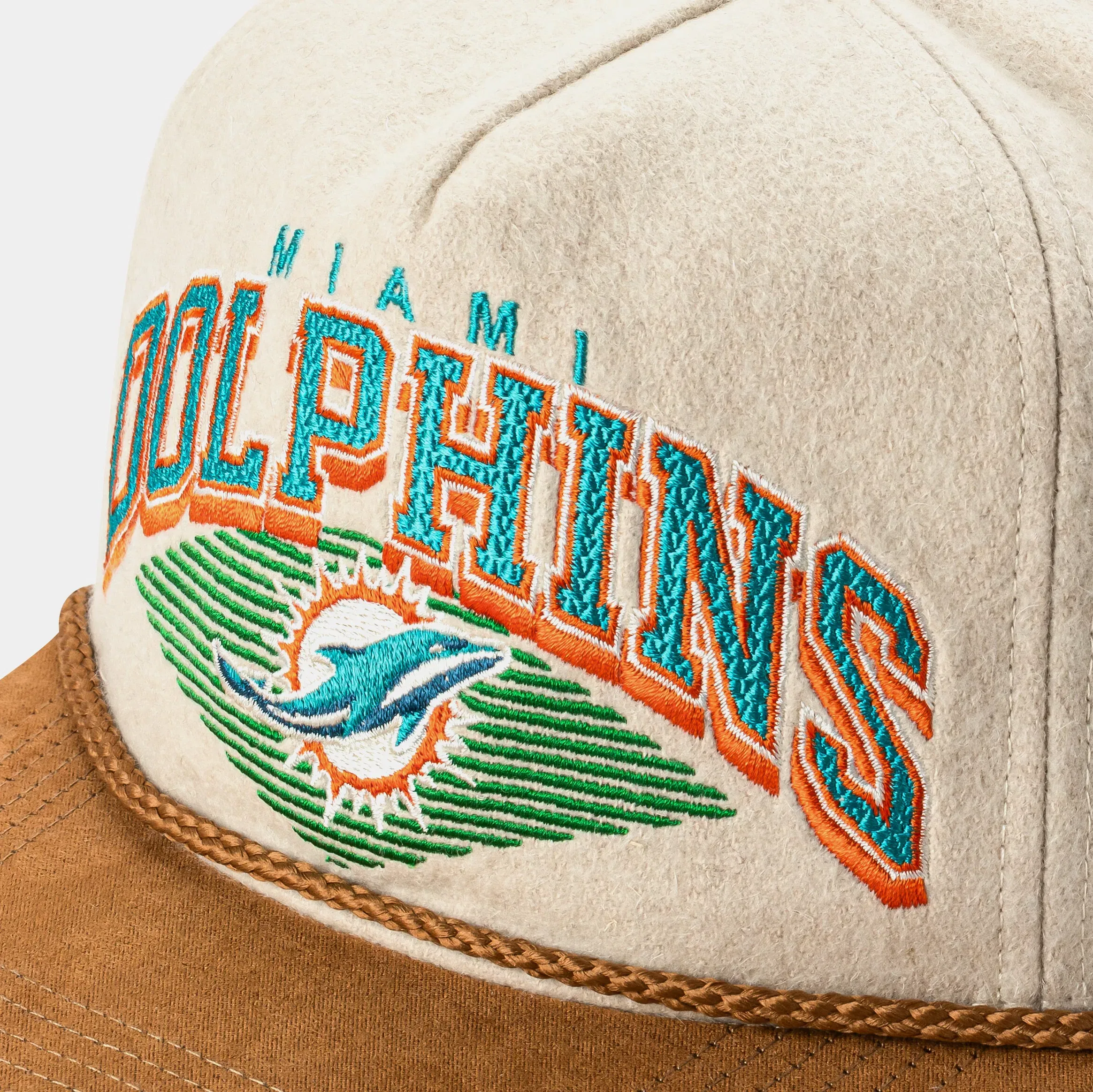 47 BRAND Miami Dolphins Wool Snapback Mens Hat (Beige/Blue/Orange)