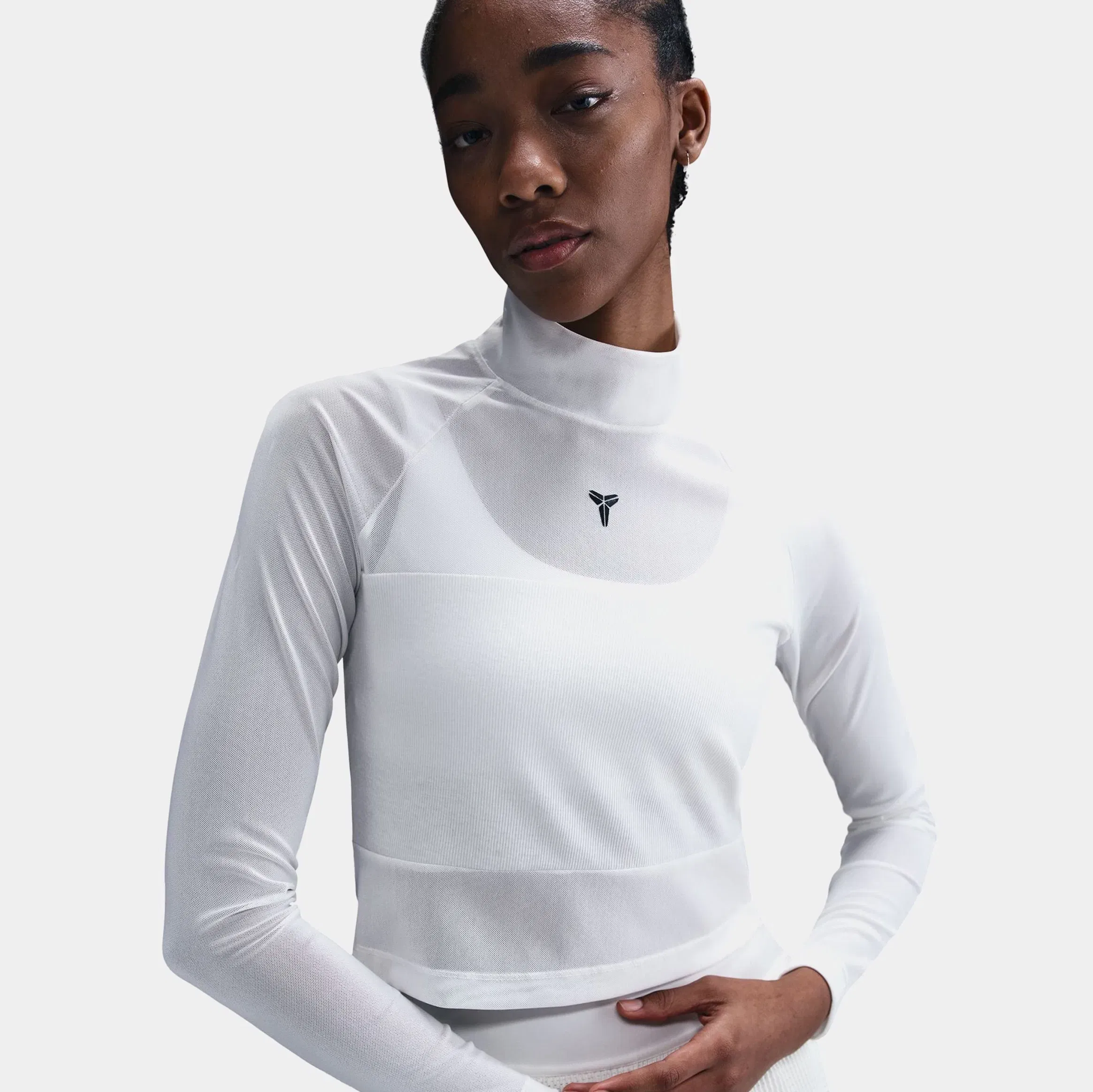 Nike Kobe Cropped Womens Long Sleeve Shirt (Beige/Black)