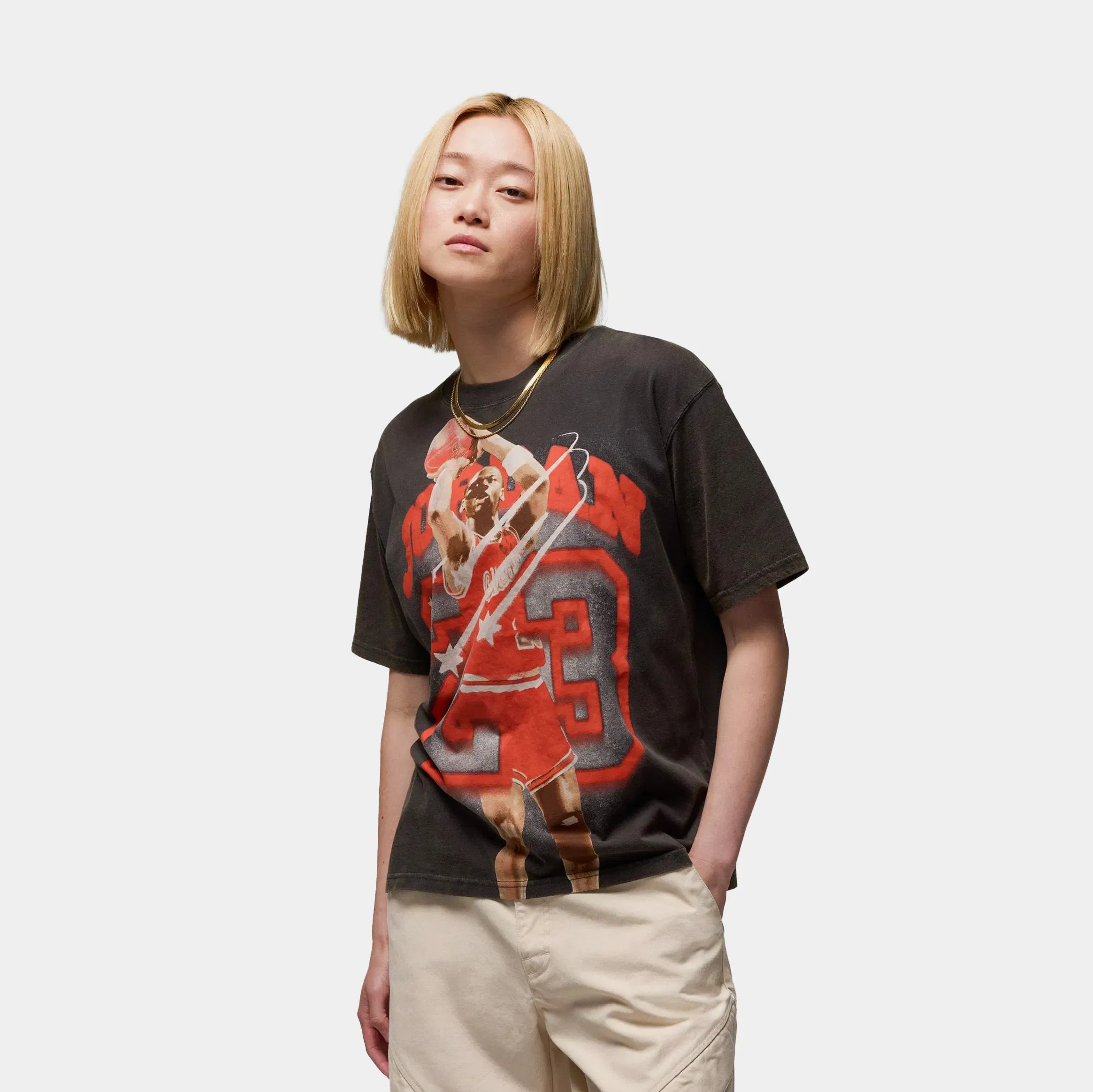 Air Jordan 40th Anniversary Graphic Womens Short Sleeve Shirt (Black/Red)