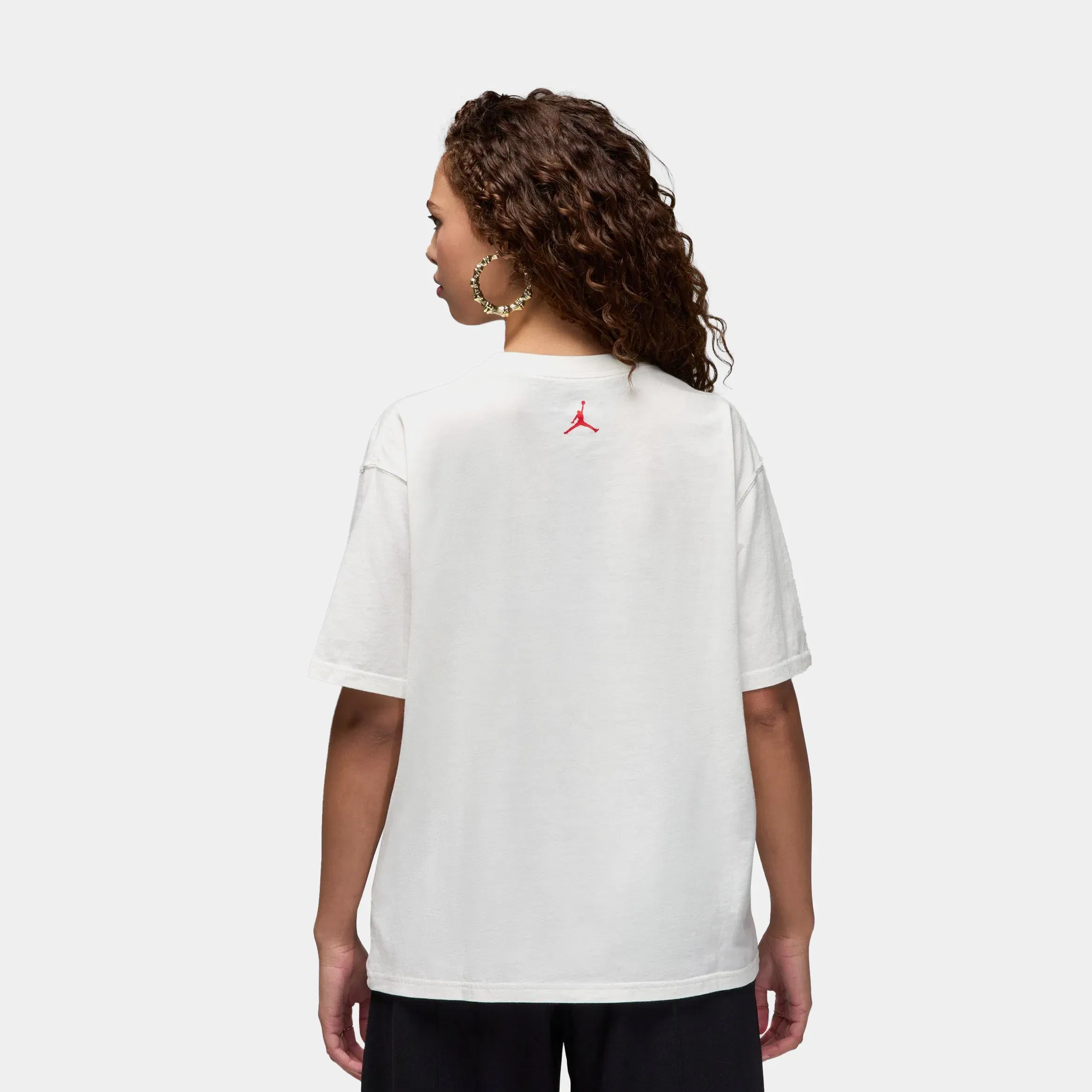 Air Jordan 40th Anniversary Graphic Womens Short Sleeve Shirt (Beige/Red)