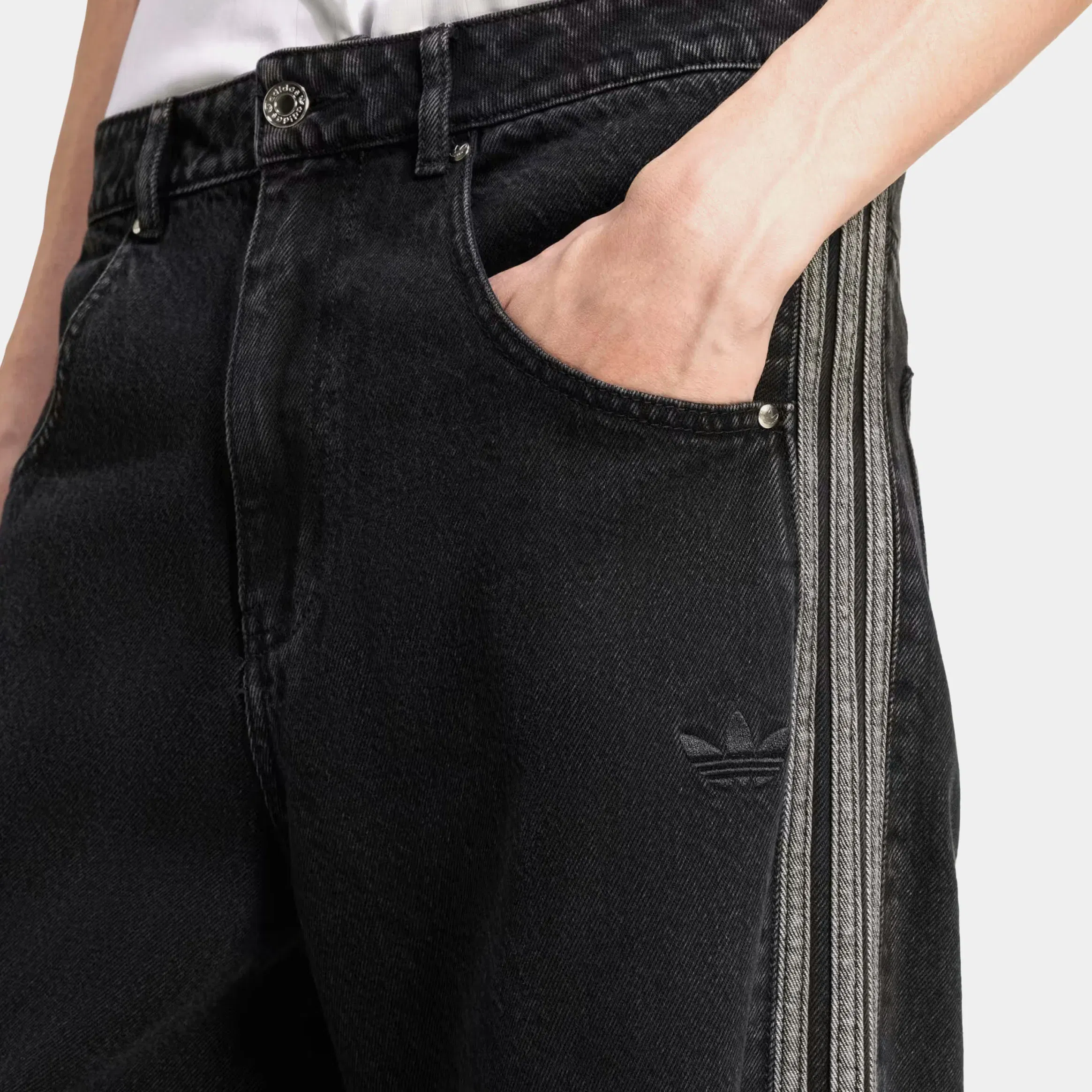 adidas Adicolor Denim Firebird Mens Pants (True Black Denim)