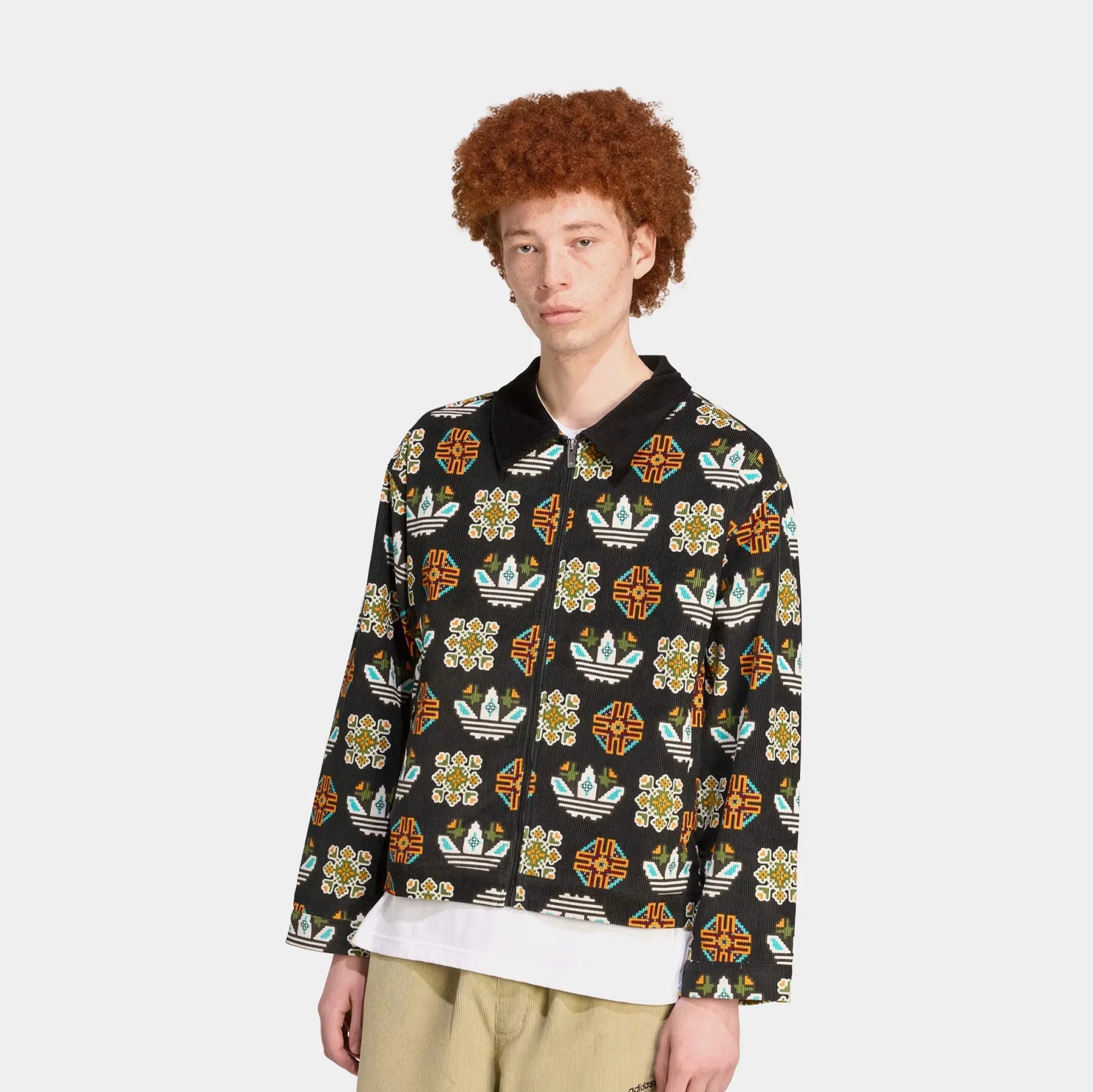 adidas Monogram Allover Print Loose Coach Mens Jacket (Black)