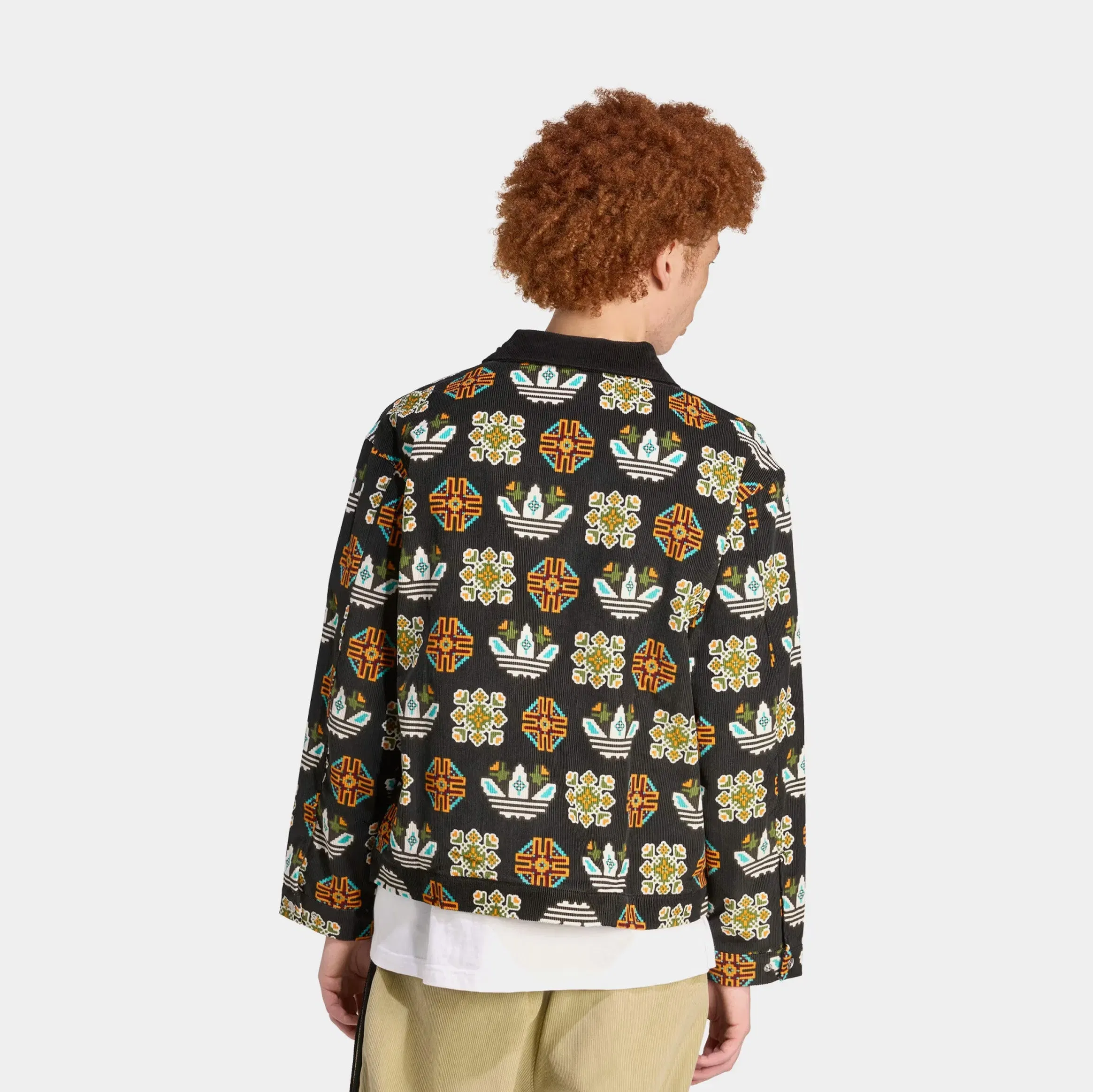 adidas Monogram Allover Print Loose Coach Mens Jacket (Black)