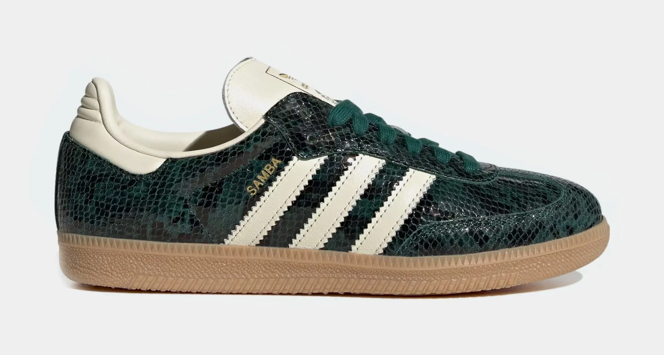 adidas Samba OG Faux Snakeskin Womens Lifestyle Shoes (Black/Cream White/Collegiate Green)