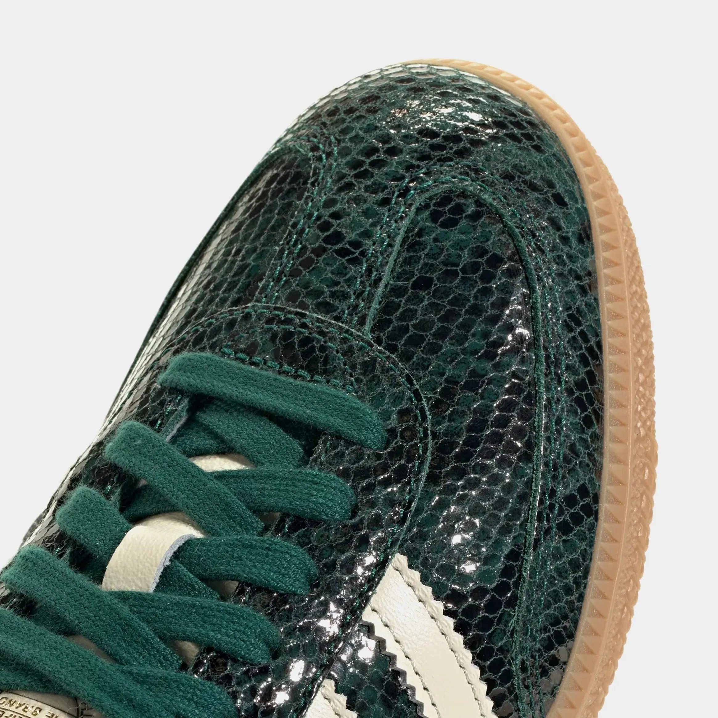 adidas Samba OG Faux Snakeskin Womens Lifestyle Shoes (Black/Cream White/Collegiate Green)
