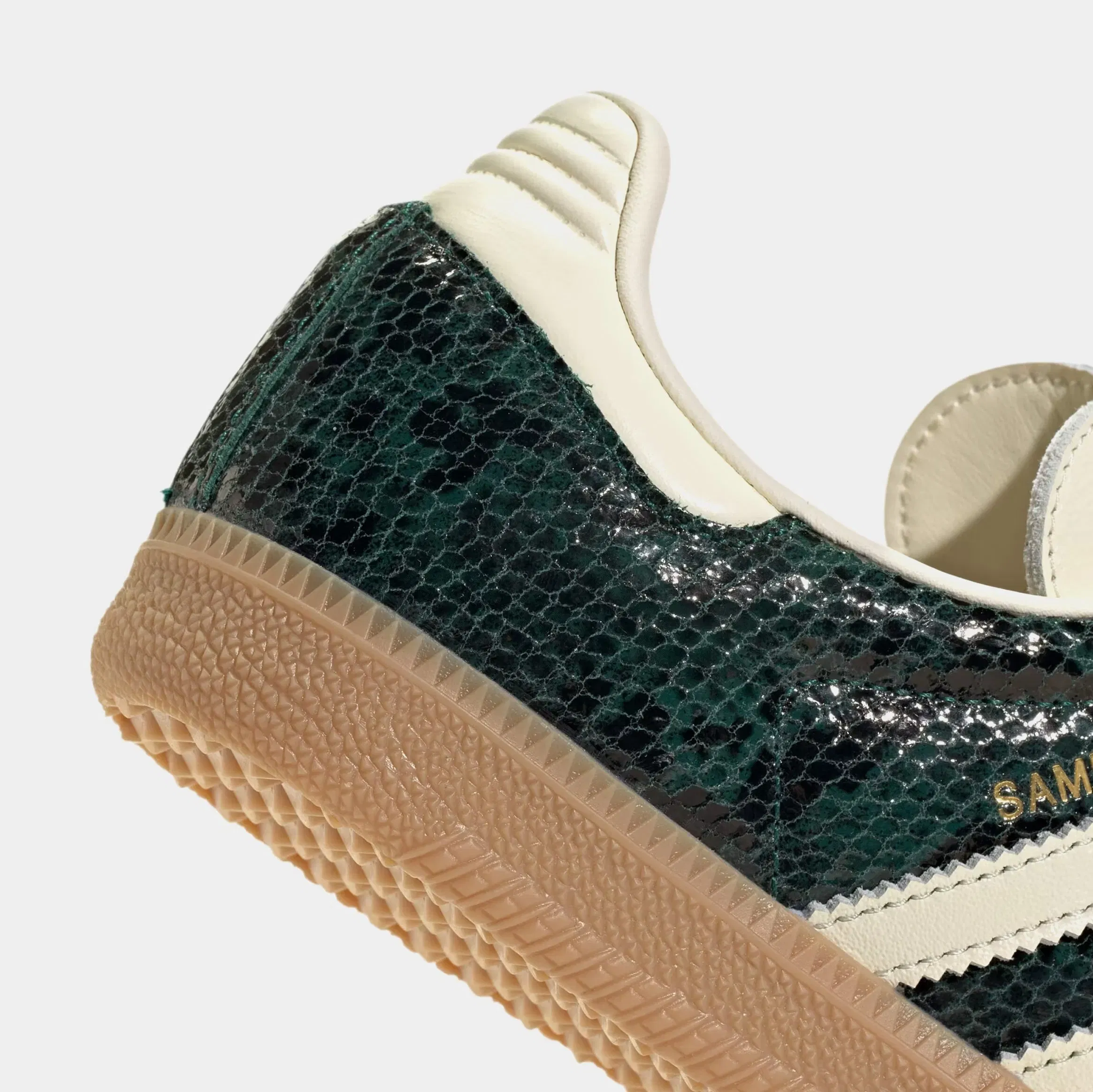 adidas Samba OG Faux Snakeskin Womens Lifestyle Shoes (Black/Cream White/Collegiate Green)