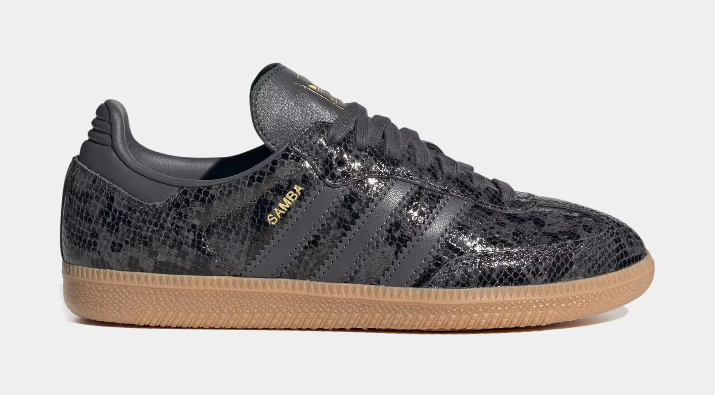 adidas Samba OG Faux Snakeskin Womens Lifestyle Shoes (Black/Gum)