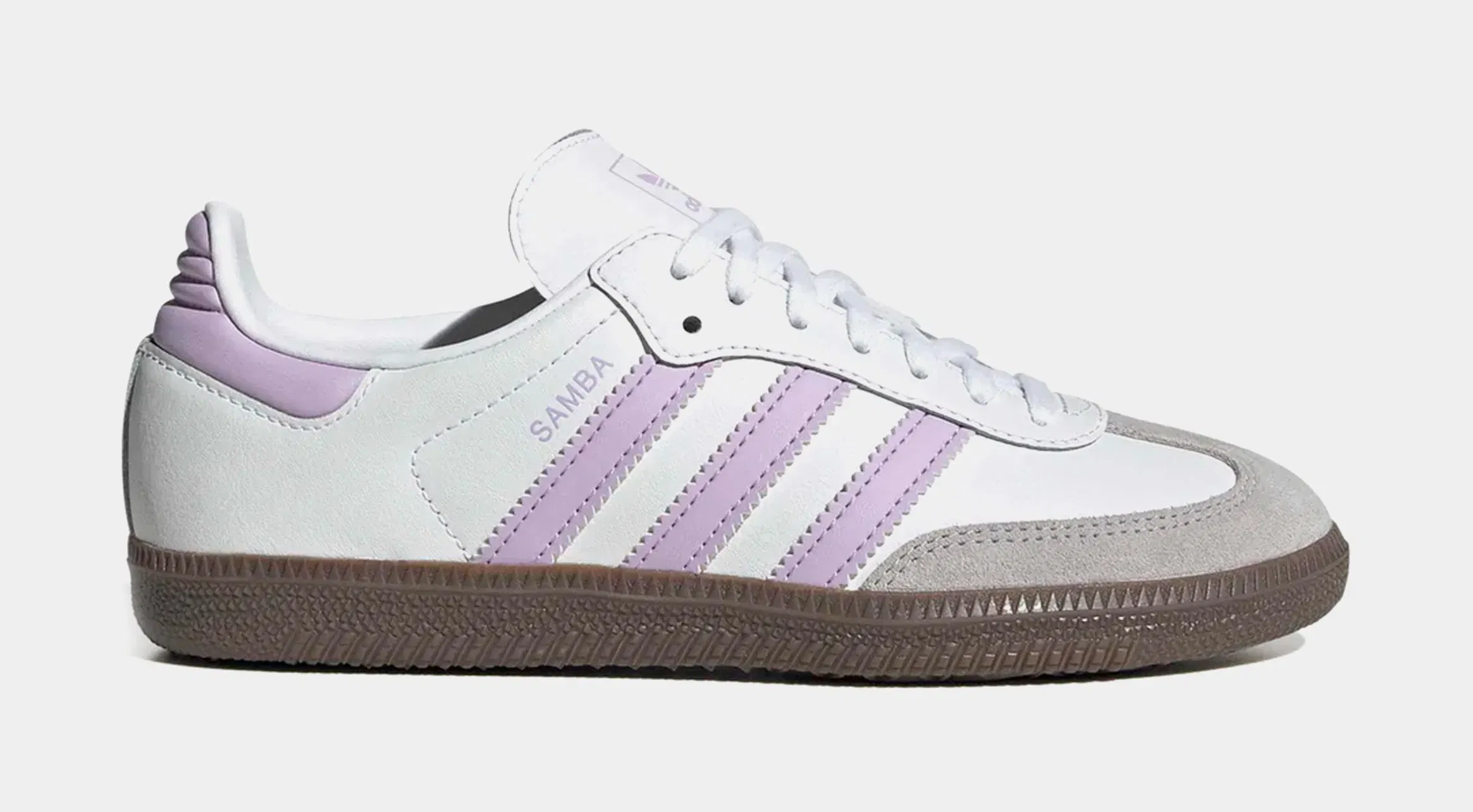 adidas Samba OG Grade School Lifestyle Shoes (White/Gum/Powder Purple)