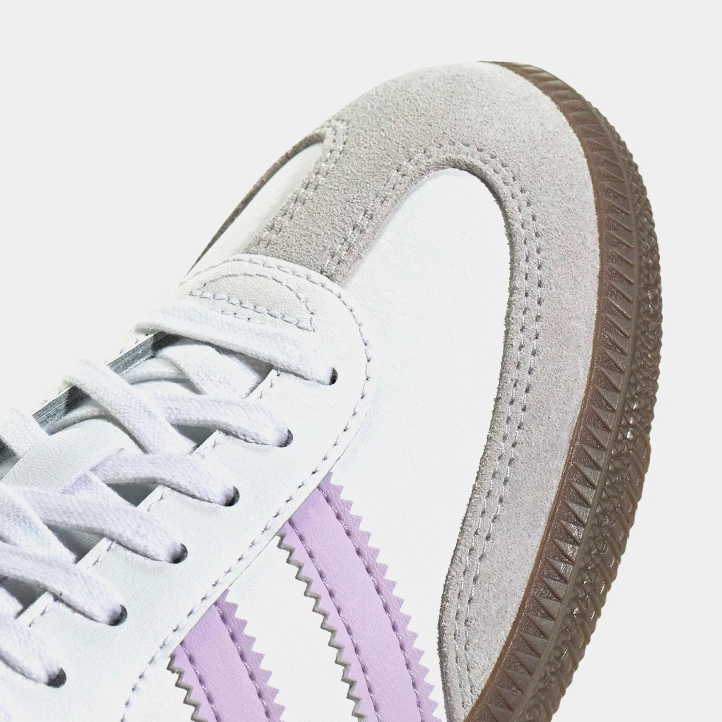 adidas Samba OG Grade School Lifestyle Shoes (White/Gum/Powder Purple)