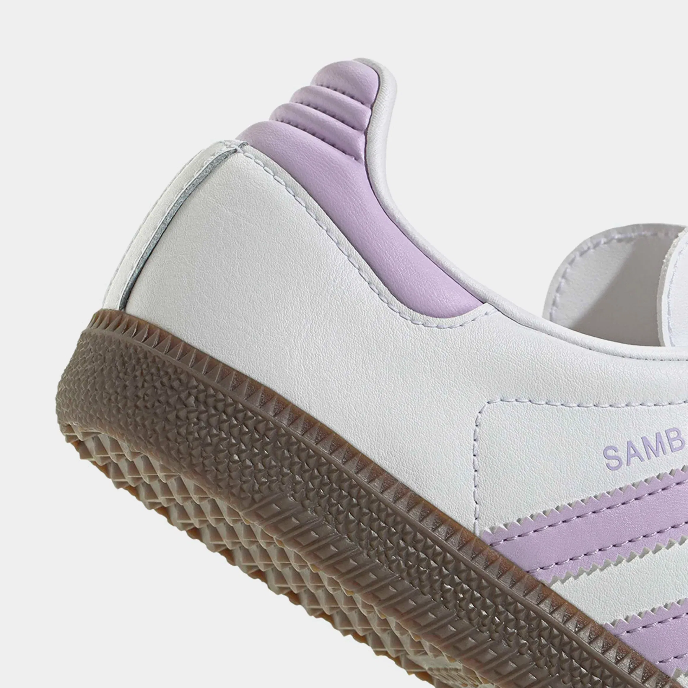 adidas Samba OG Grade School Lifestyle Shoes (White/Gum/Powder Purple)